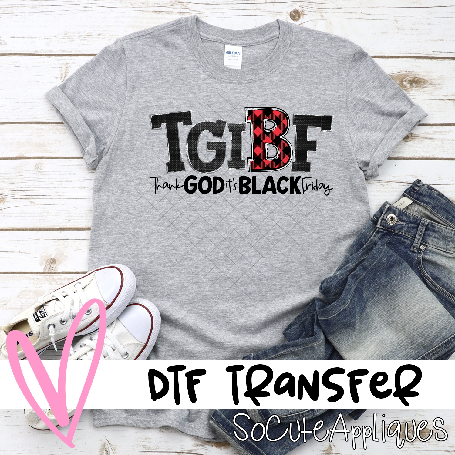 Thank God its black friday plaid *DTF* Transfer
