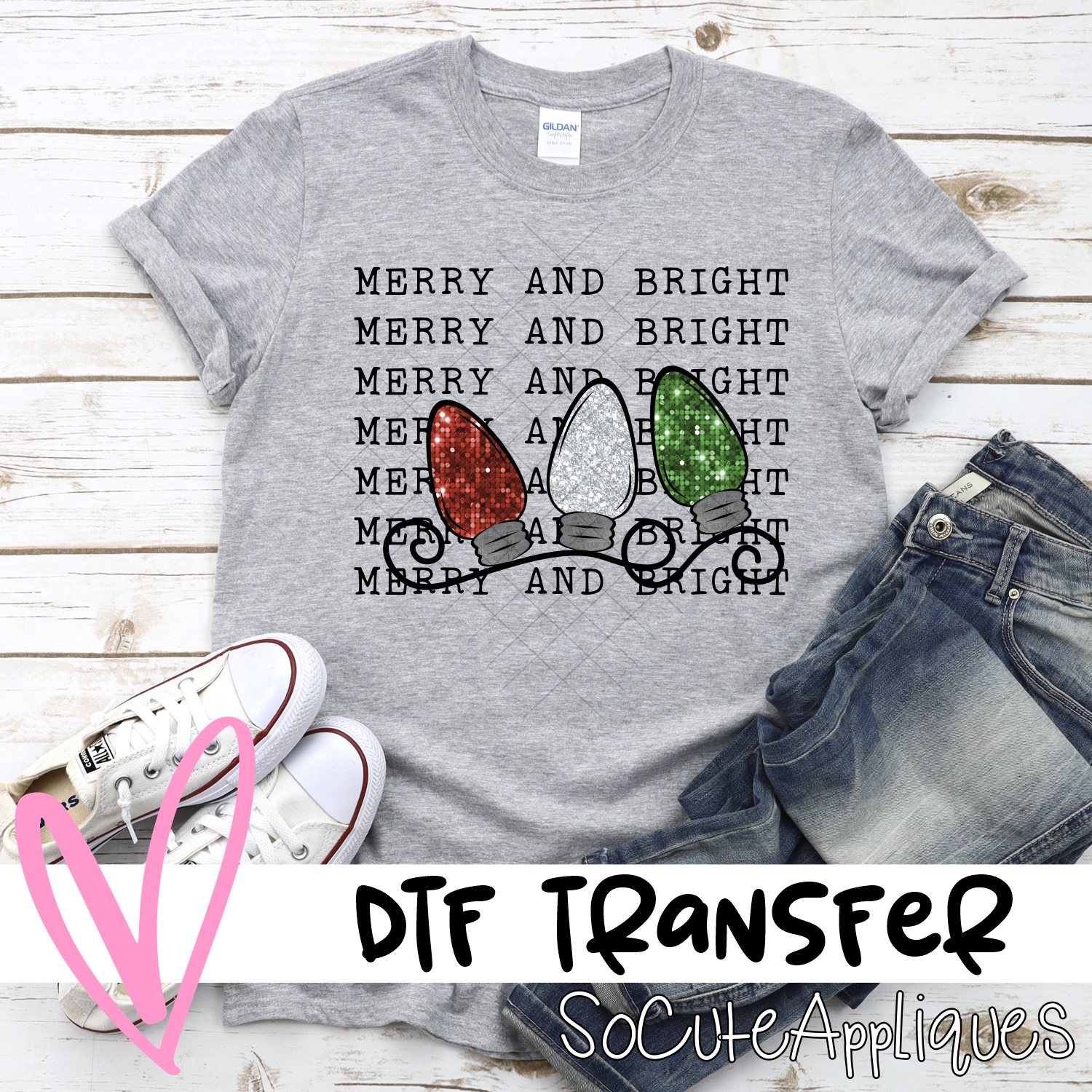 Merry and bright glitter bulbs *DTF* Transfer