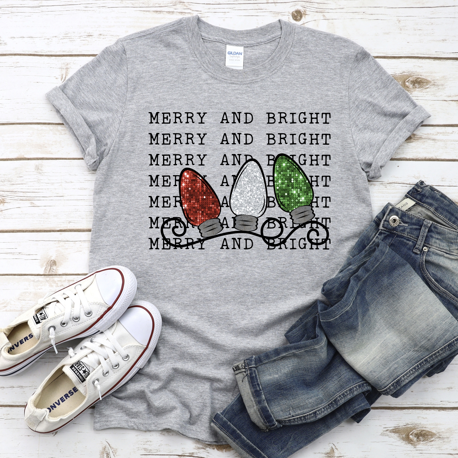 Merry and bright glitter bulbs *DTF* Transfer - Image 2