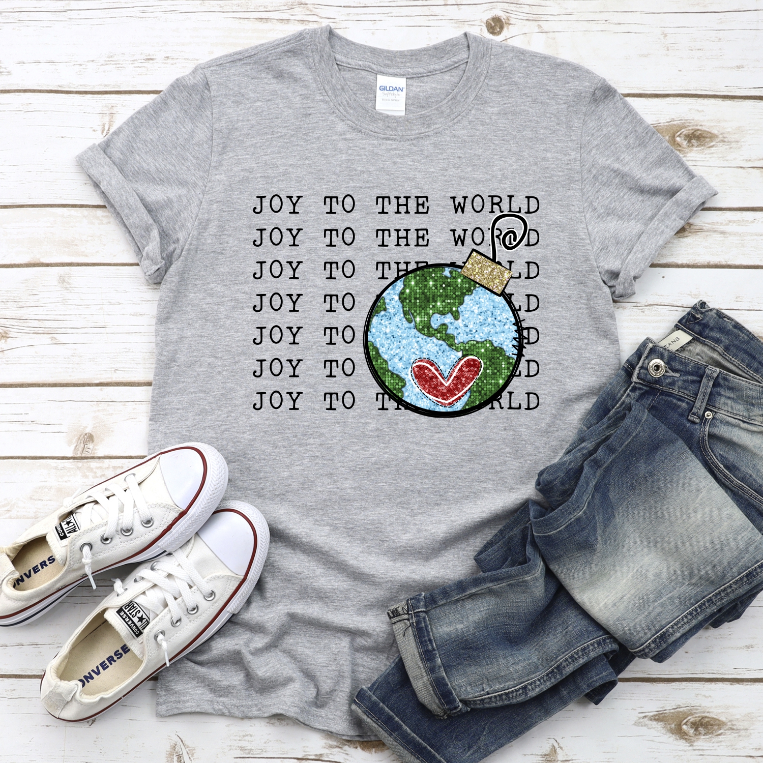 Joy to the world glitter globe *DTF* Transfer - Image 2