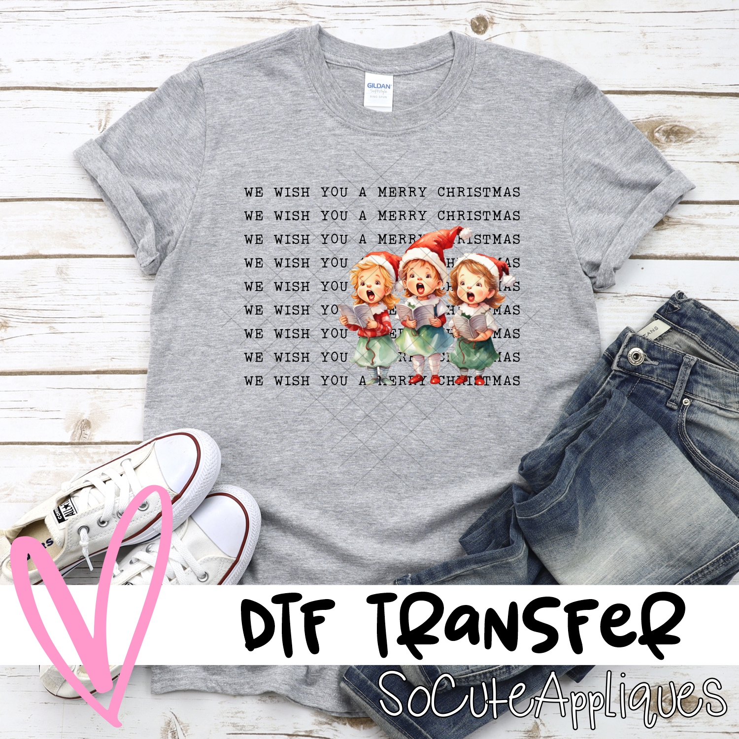 We wish you a merry Christmas carolers *DTF* Transfer