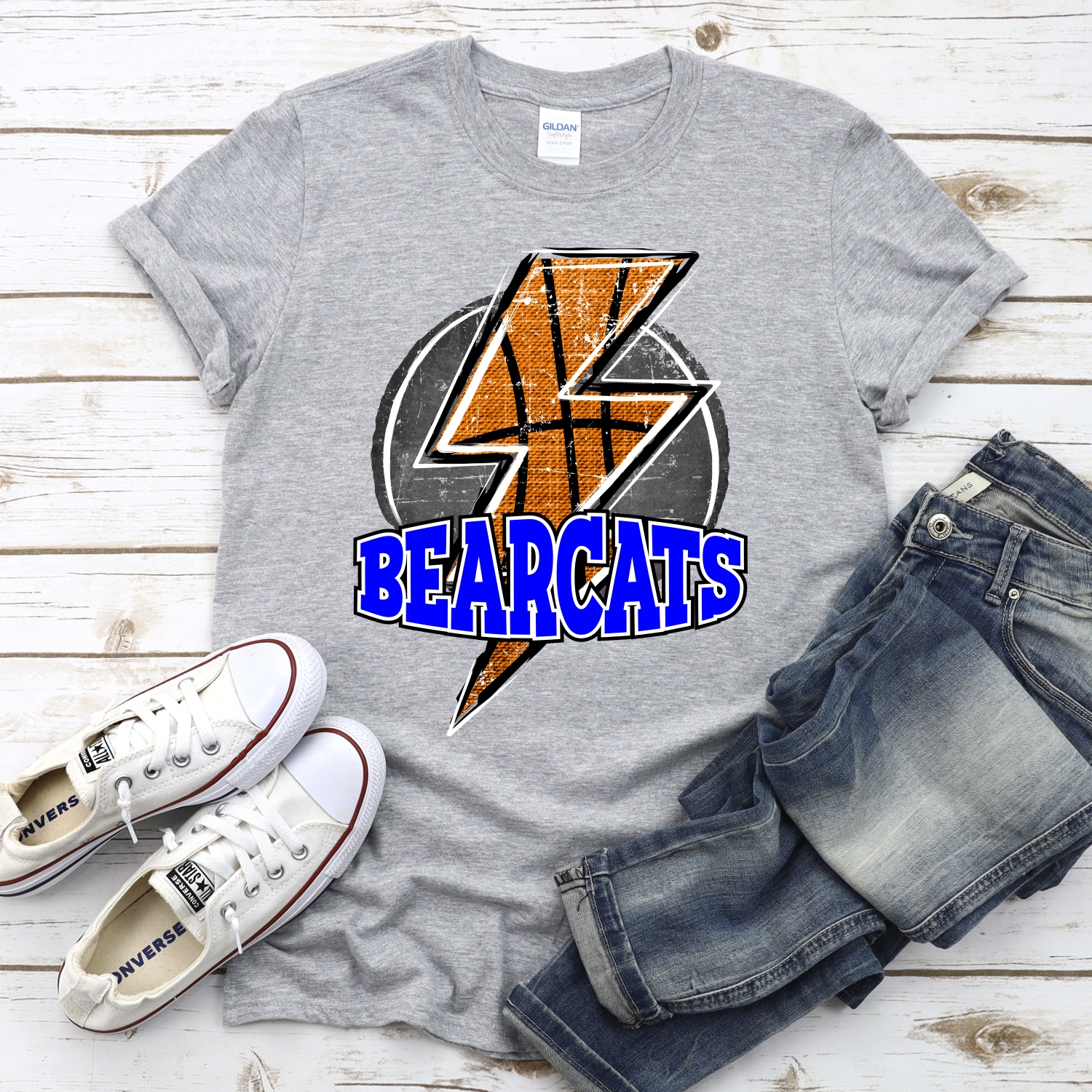CUSTOM BEARCATS Basketball lightning bolt on black *DTF* Transfer - Image 2