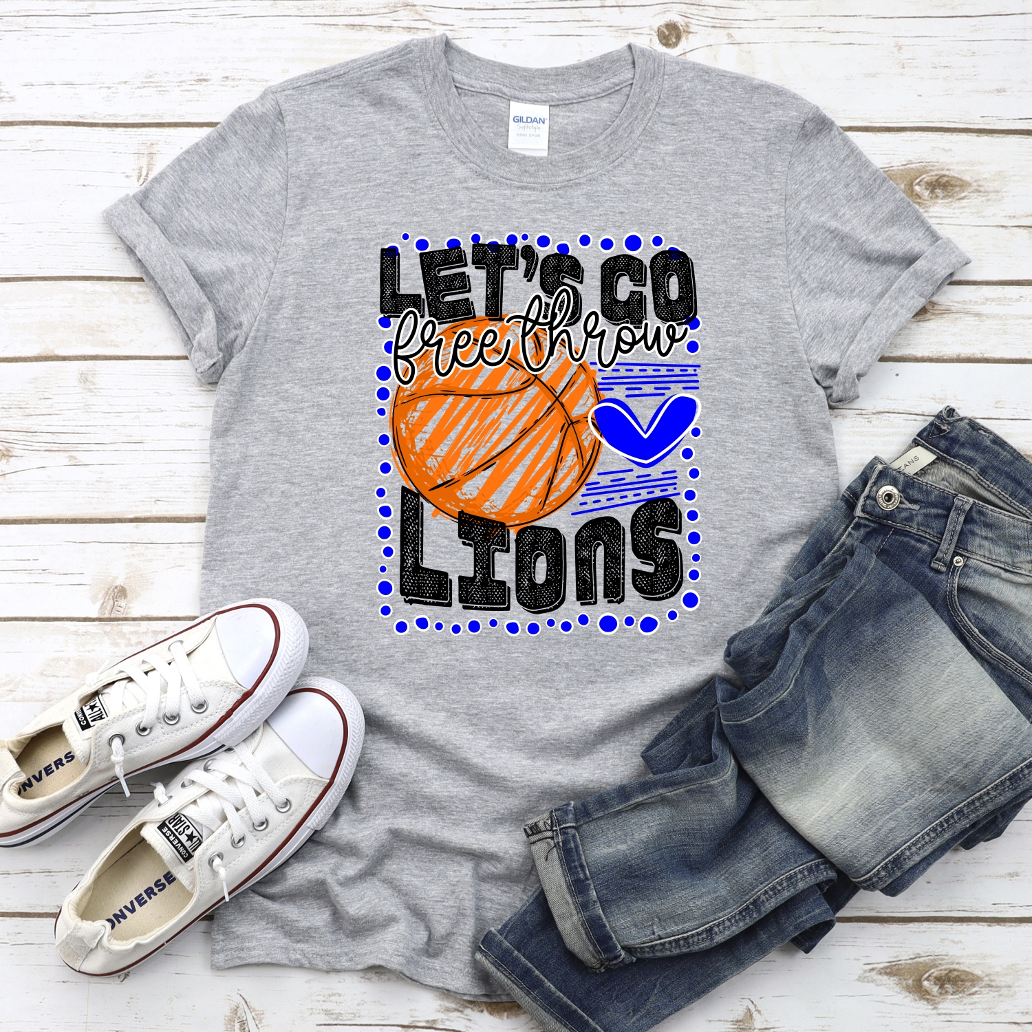 CUSTOM Lets go Lions basketball dot frame *DTF* Transfer - Image 2