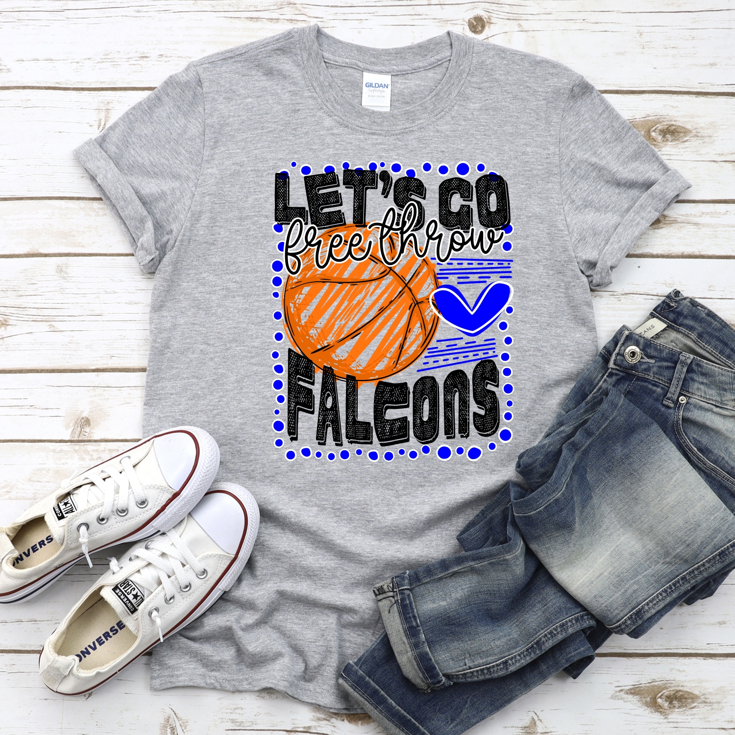 CUSTOM Lets go Falcons basketball dot frame *DTF* Transfer - Image 2