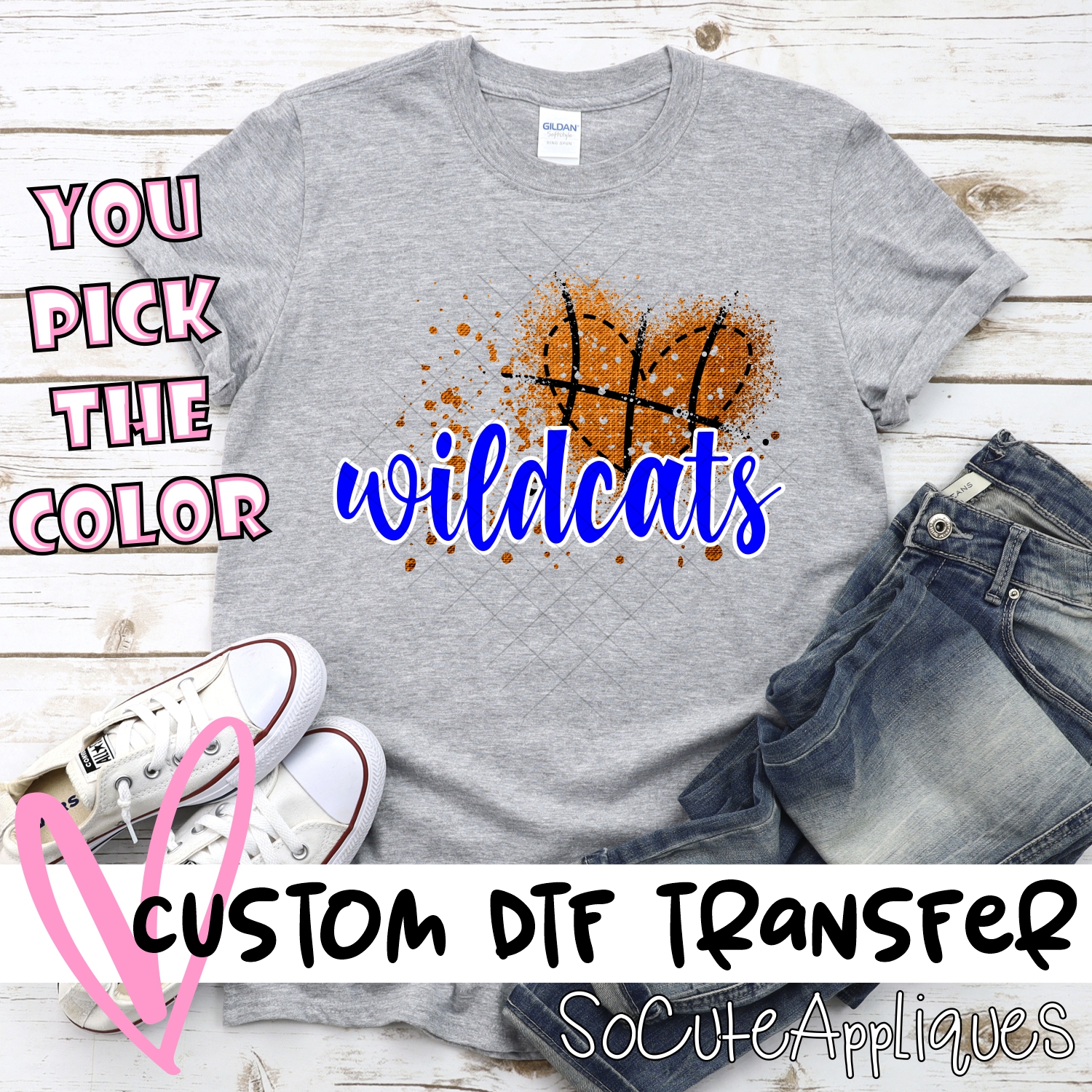 CUSTOM Wildcats basketball messy heart *DTF* Transfer