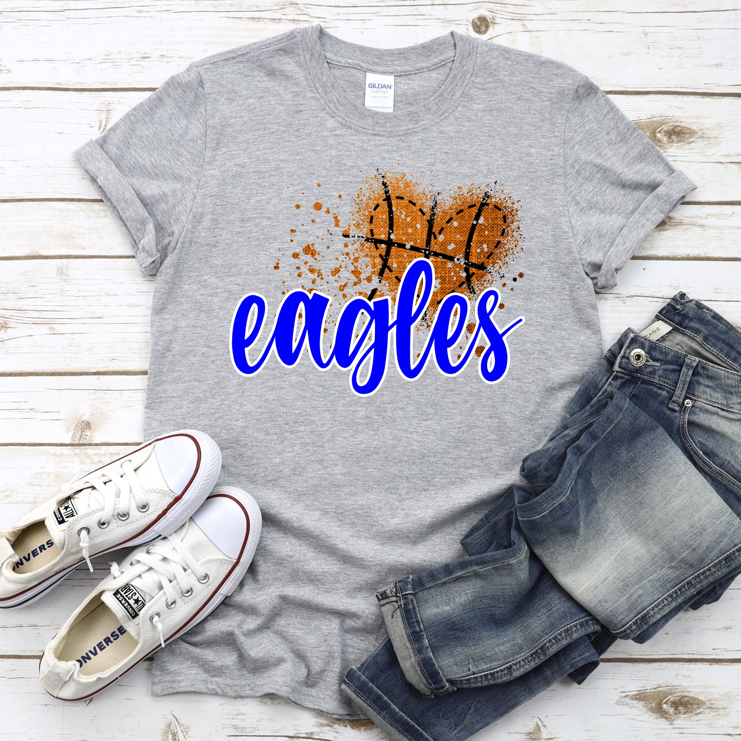 CUSTOM Eagles basketball messy heart *DTF* Transfer - Image 2