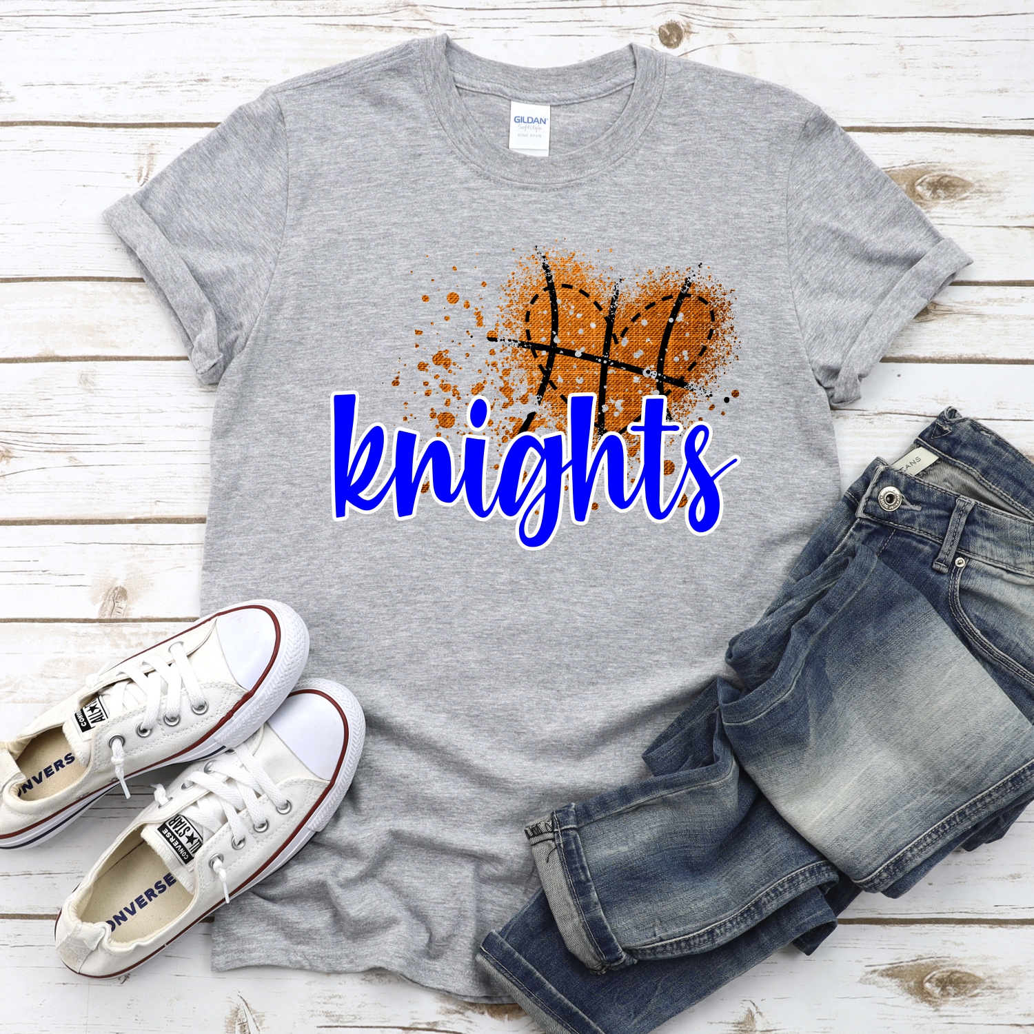 CUSTOM Knights basketball messy heart *DTF* Transfer - Image 2