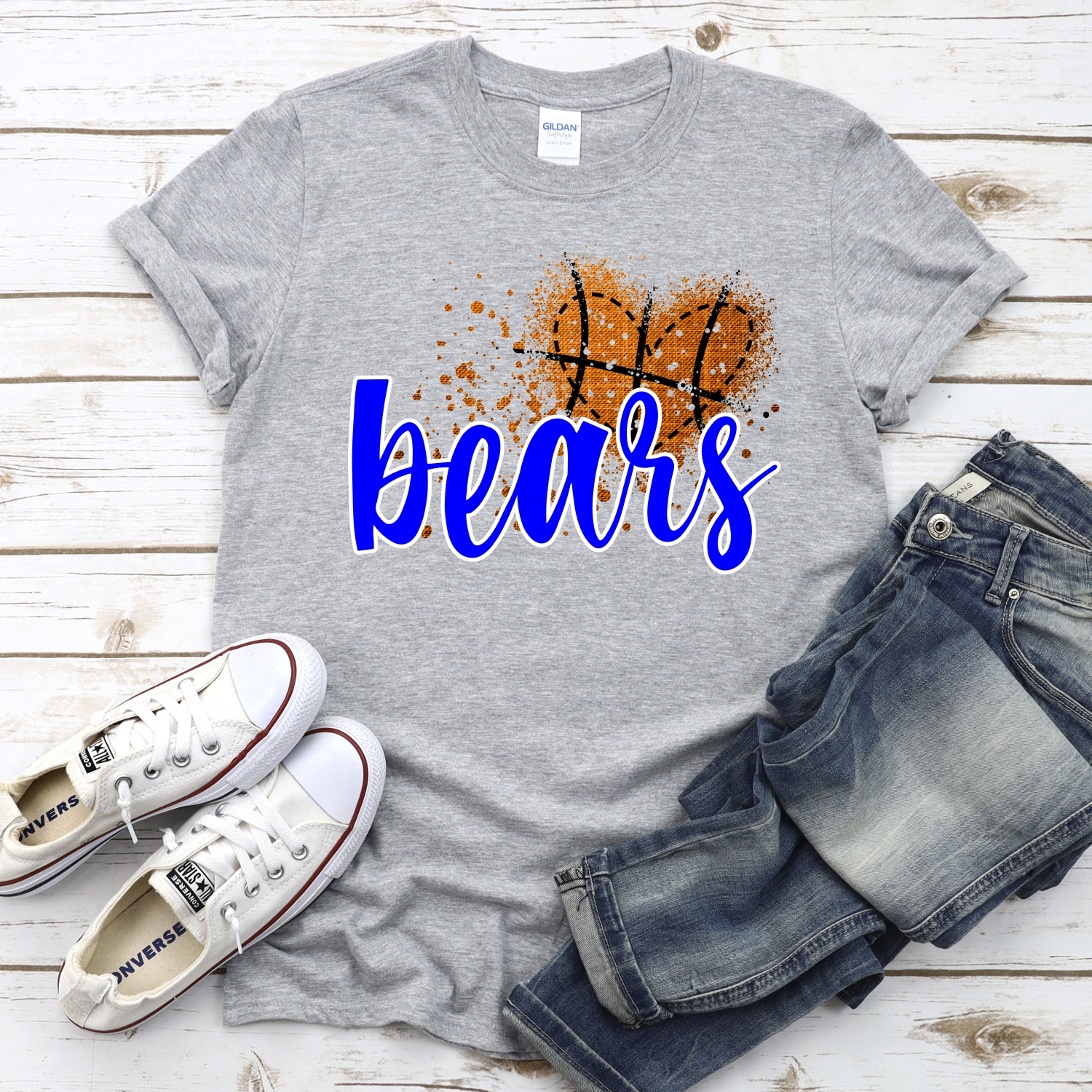 CUSTOM Bears basketball messy heart *DTF* Transfer - Image 2