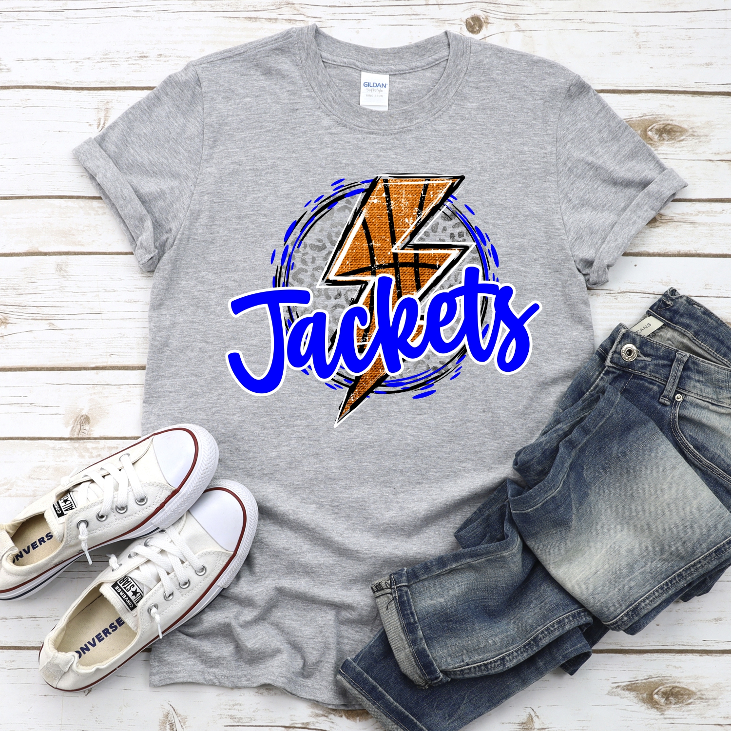 CUSTOM JACKETS basketball lightning bolt on leopard circle *DTF* Transfer - Image 2