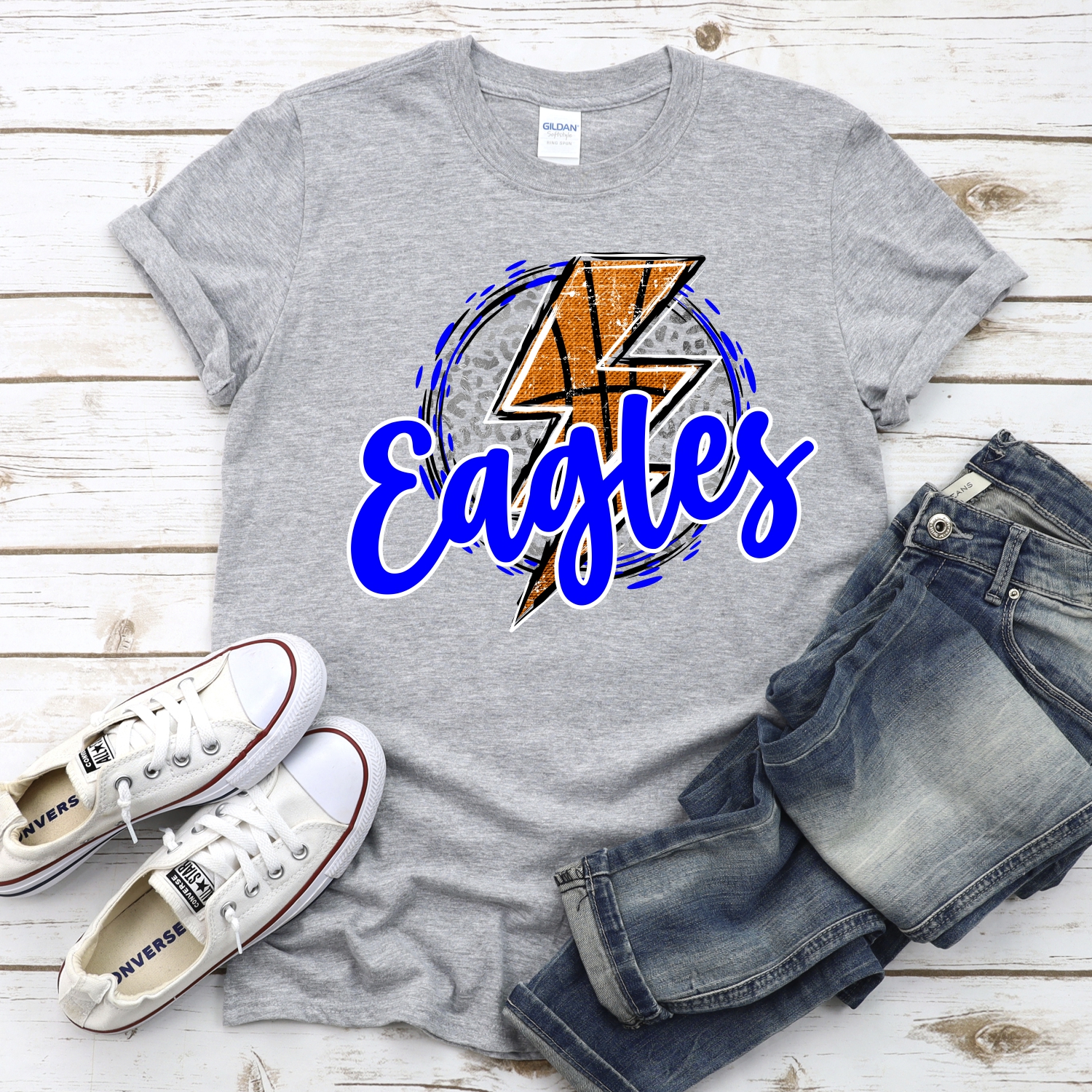 CUSTOM EAGLES basketball lightning bolt on leopard circle *DTF* Transfer - Image 2
