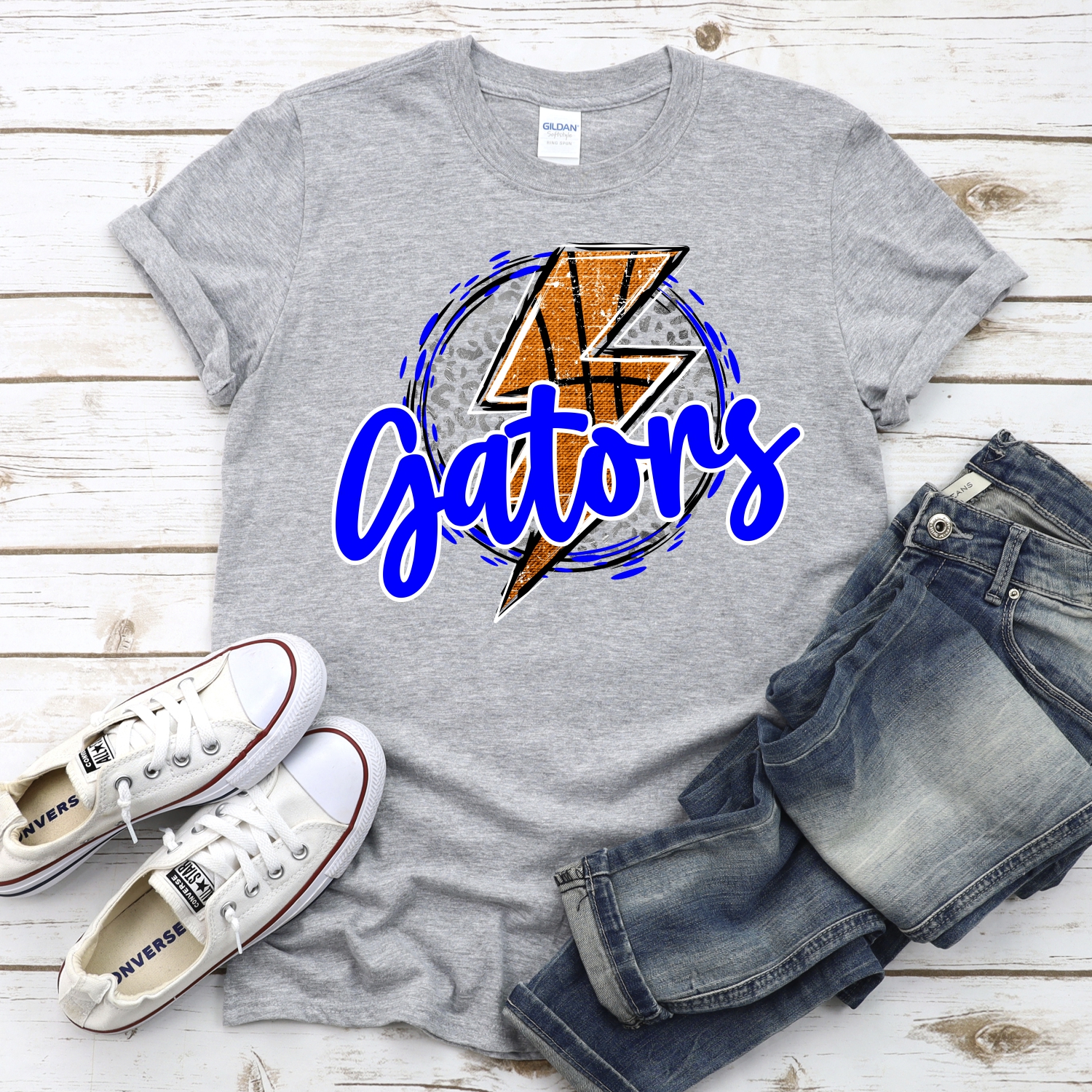 CUSTOM GATORS basketball lightning bolt on leopard circle *DTF* Transfer - Image 2