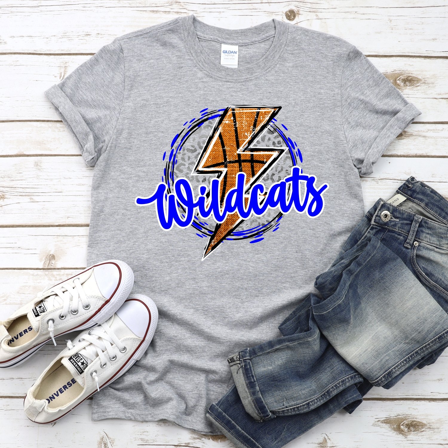 CUSTOM WILDCATS basketball lightning bolt on leopard circle *DTF* Transfer - Image 2