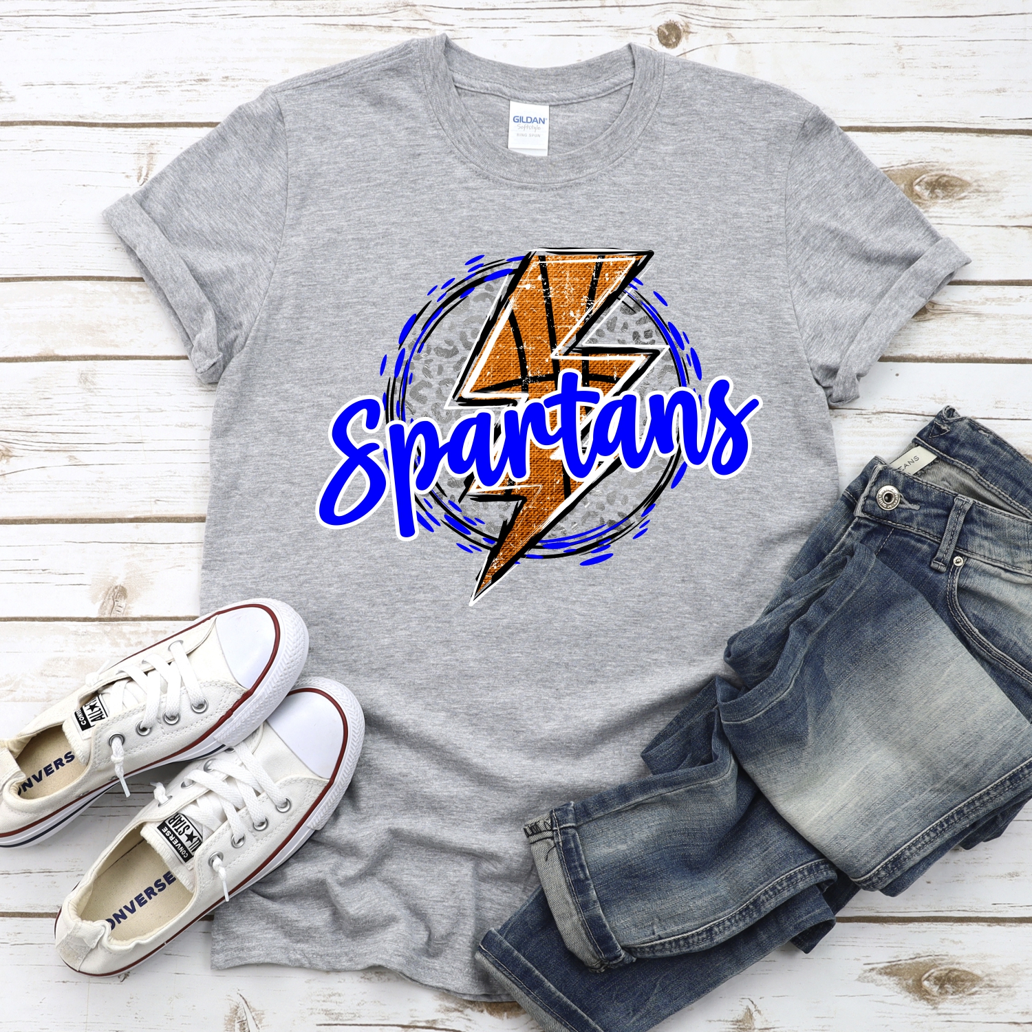 CUSTOM SPARTANS basketball lightning bolt on leopard circle *DTF* Transfer - Image 2