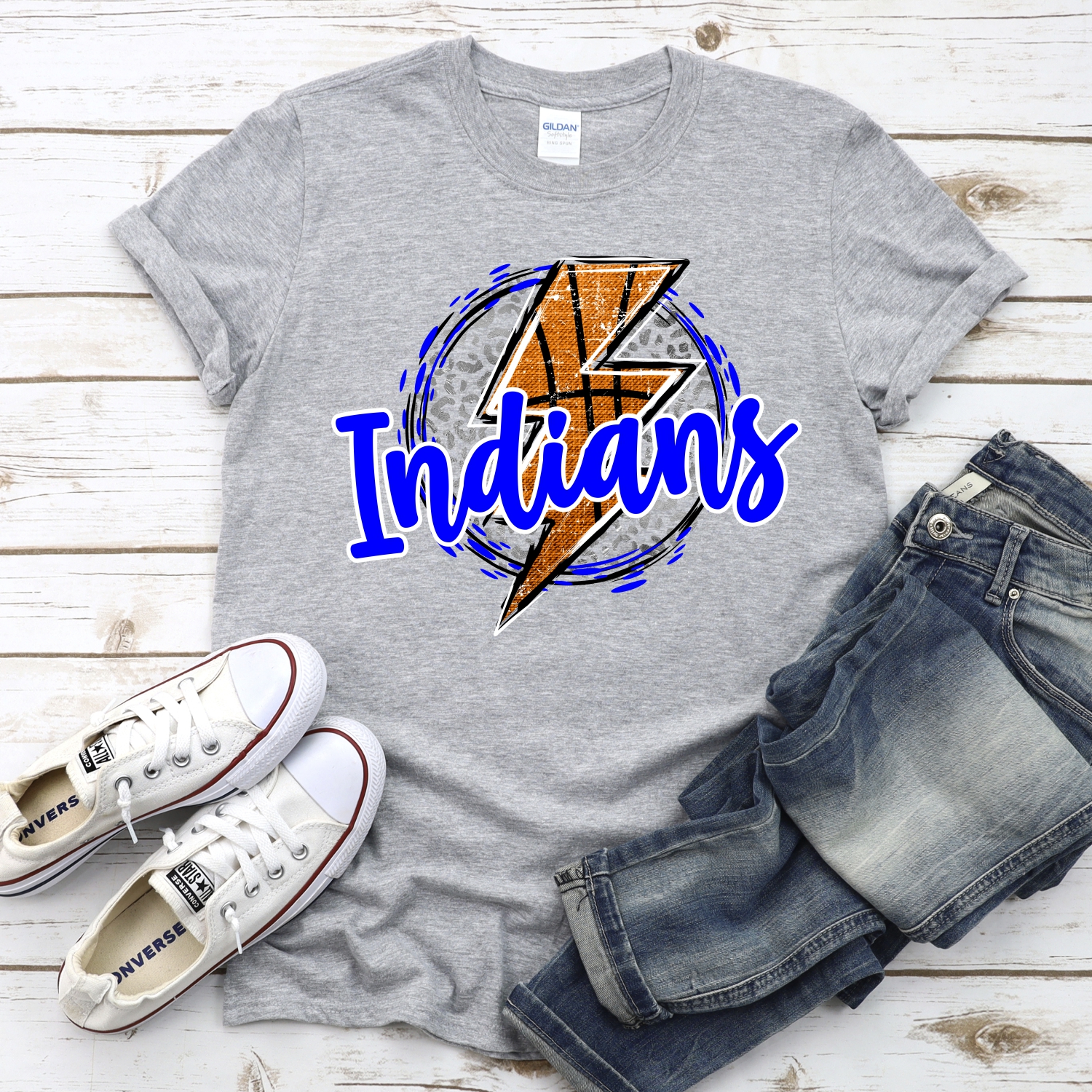 CUSTOM INDIANS basketball lightning bolt on leopard circle *DTF* Transfer - Image 2