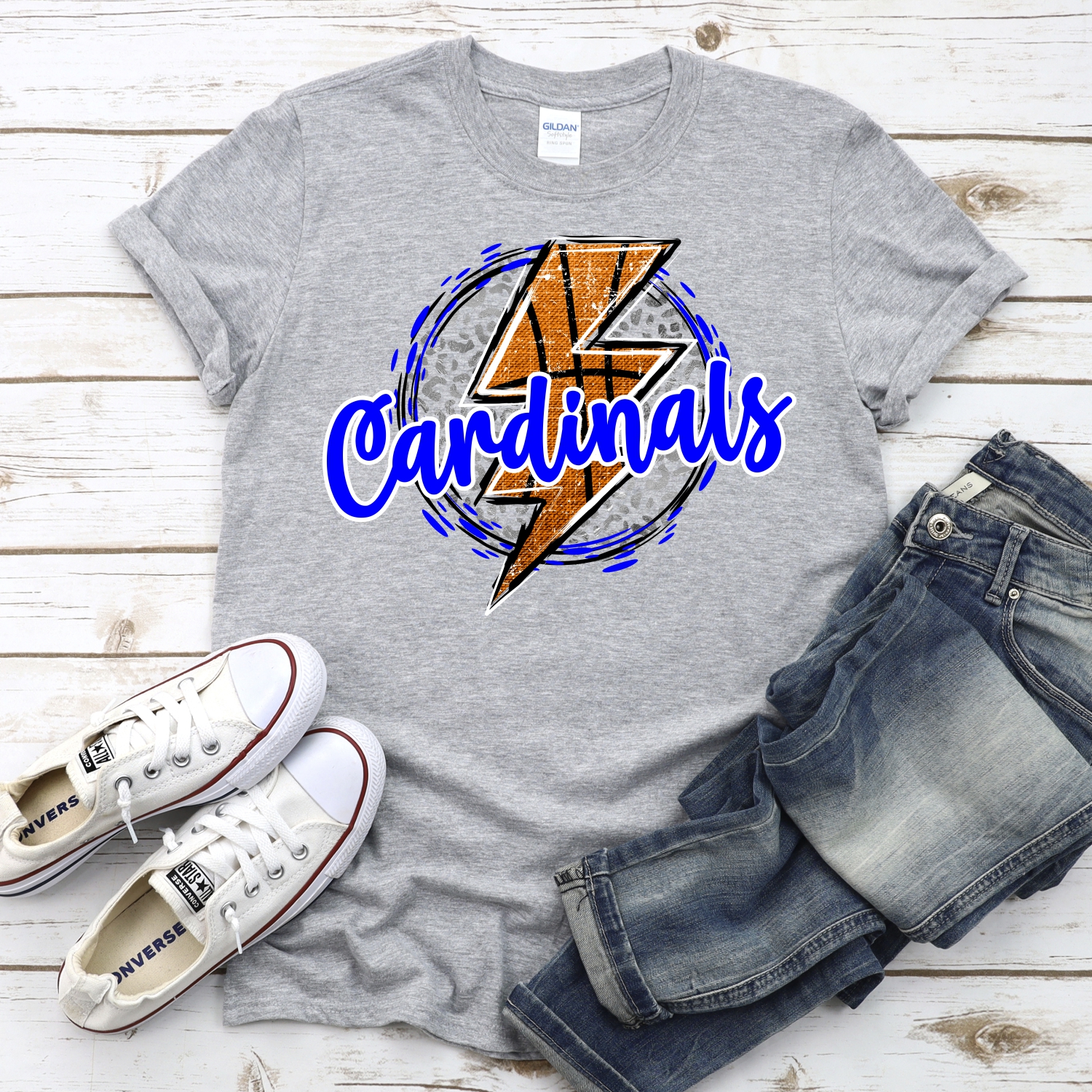 CUSTOM CARDINALS basketball lightning bolt on leopard circle *DTF* Transfer - Image 2