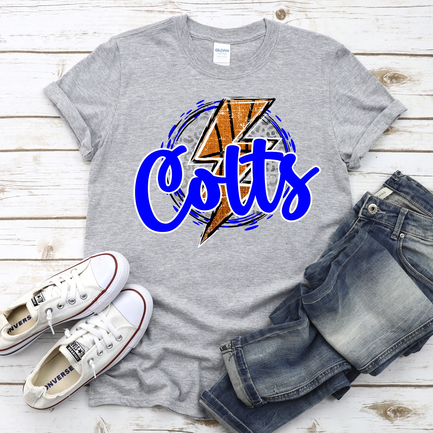 CUSTOM COLTS basketball lightning bolt on leopard circle *DTF* Transfer - Image 2