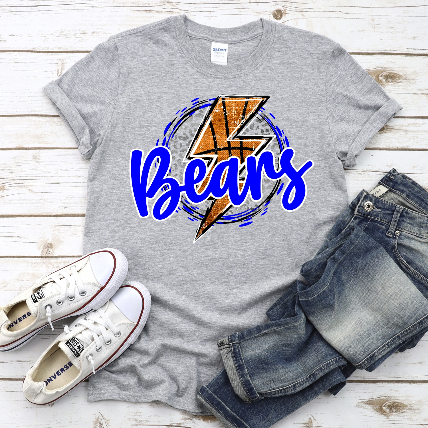 CUSTOM BEARS basketball lightning bolt on leopard circle *DTF* Transfer - Image 2