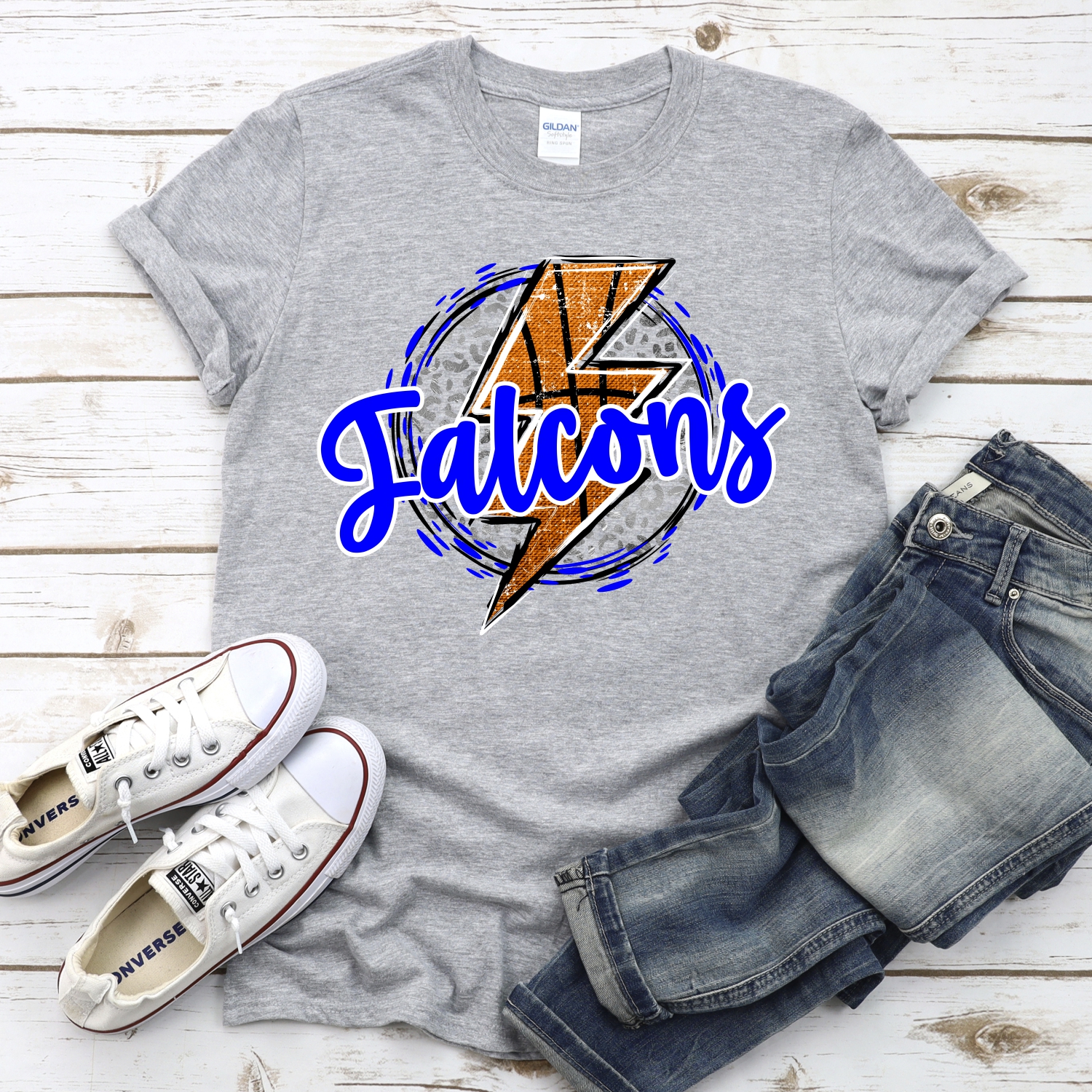 CUSTOM FALCONS basketball lightning bolt on leopard circle *DTF* Transfer - Image 2