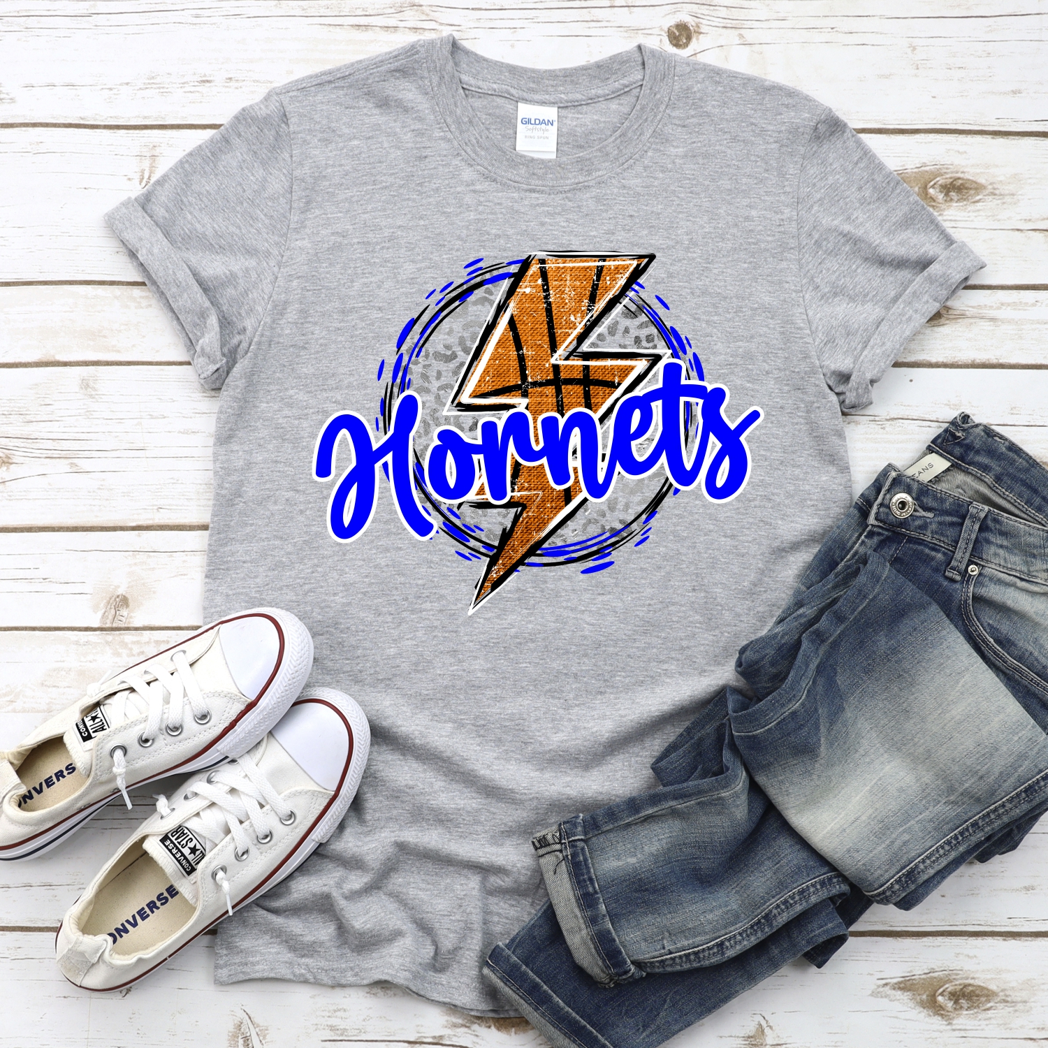 CUSTOM HORNETS basketball lightning bolt on leopard circle *DTF* Transfer - Image 2