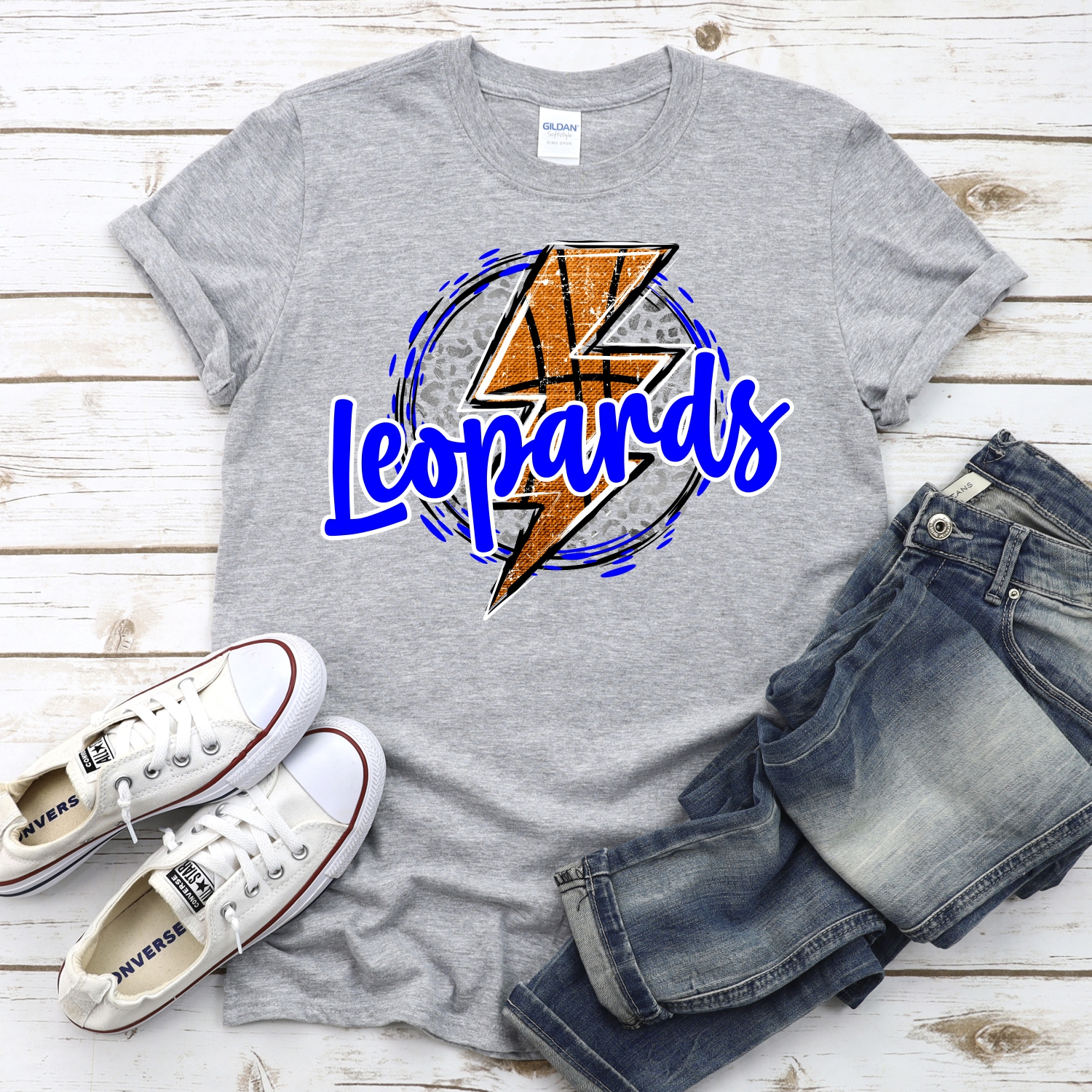 CUSTOM LEOPARDS basketball lightning bolt on leopard circle *DTF* Transfer - Image 2
