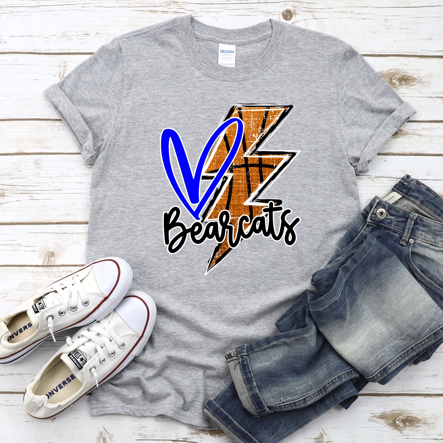 CUSTOM BEARCATS basketball lightning bolt heart *DTF* Transfer - Image 2