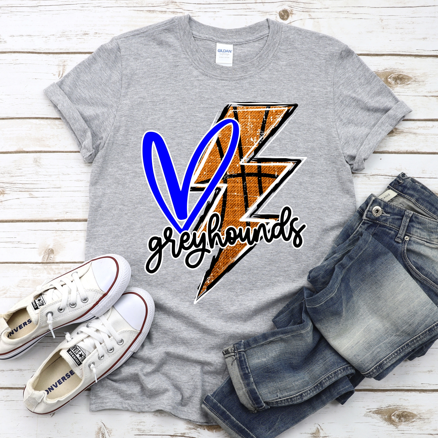 CUSTOM GREYHOUNDS basketball lightning bolt heart *DTF* Transfer - Image 2