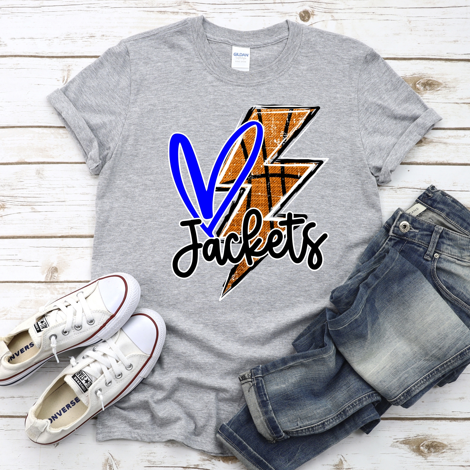 CUSTOM JACKETS basketball lightning bolt heart *DTF* Transfer - Image 2
