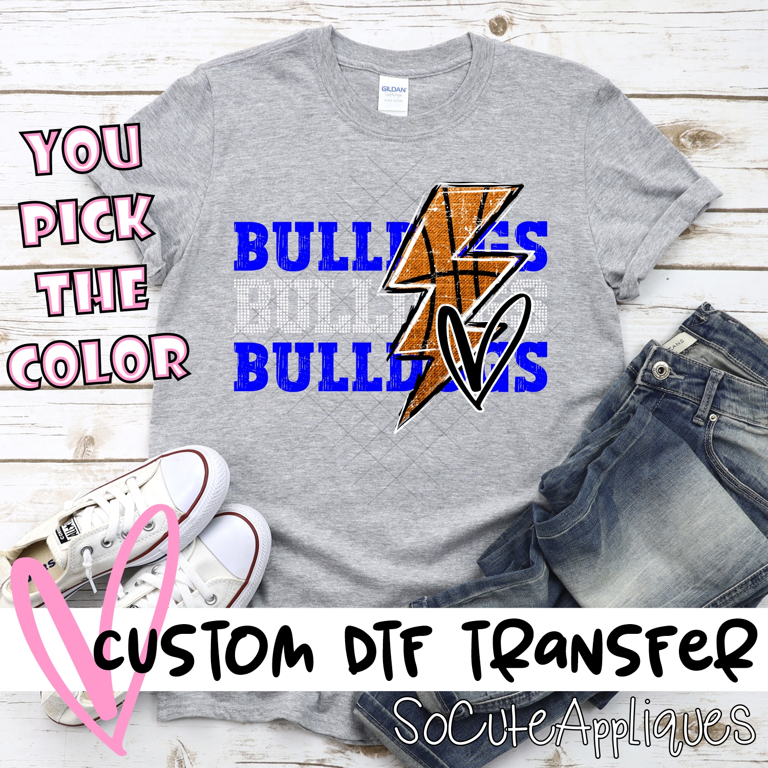 CUSTOM BULLDOGS basketball triple team lightning bolt *DTF* Transfer