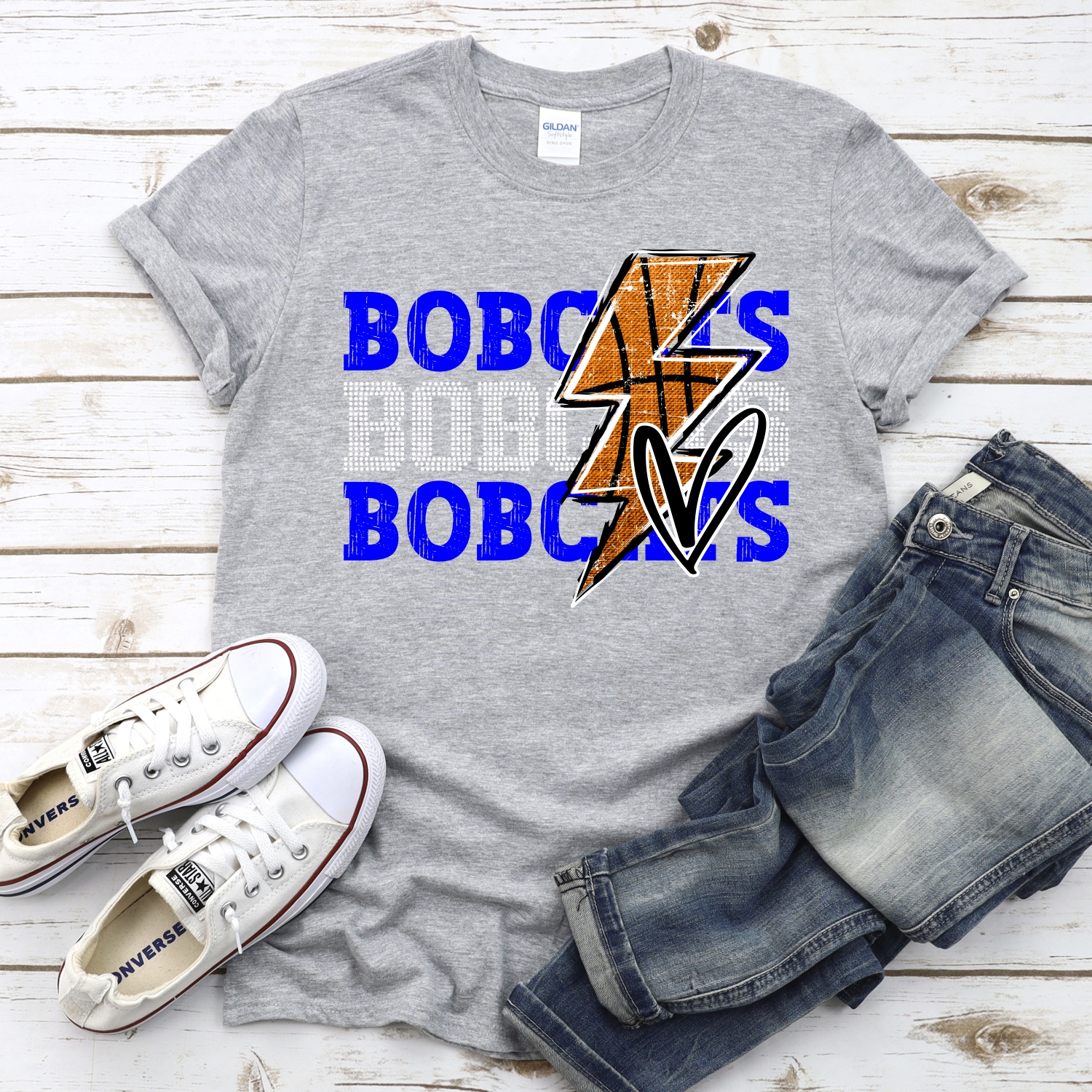 CUSTOM BOBCATS basketball triple team lightning bolt *DTF* Transfer - Image 2