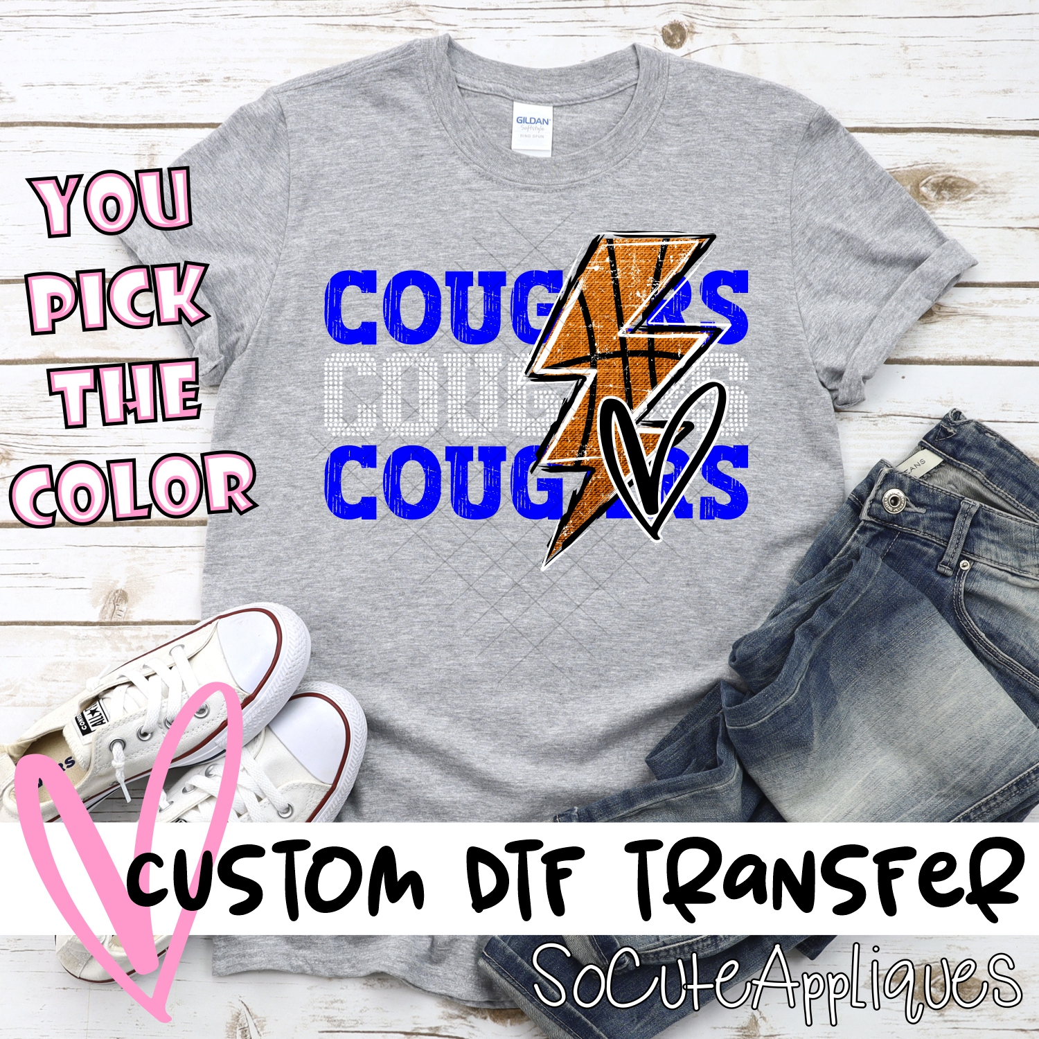 CUSTOM COUGARS basketball triple team lightning bolt *DTF* Transfer