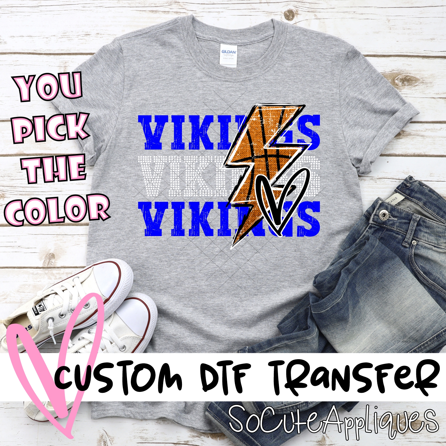 CUSTOM VIKINGS basketball triple team lightning bolt *DTF* Transfer