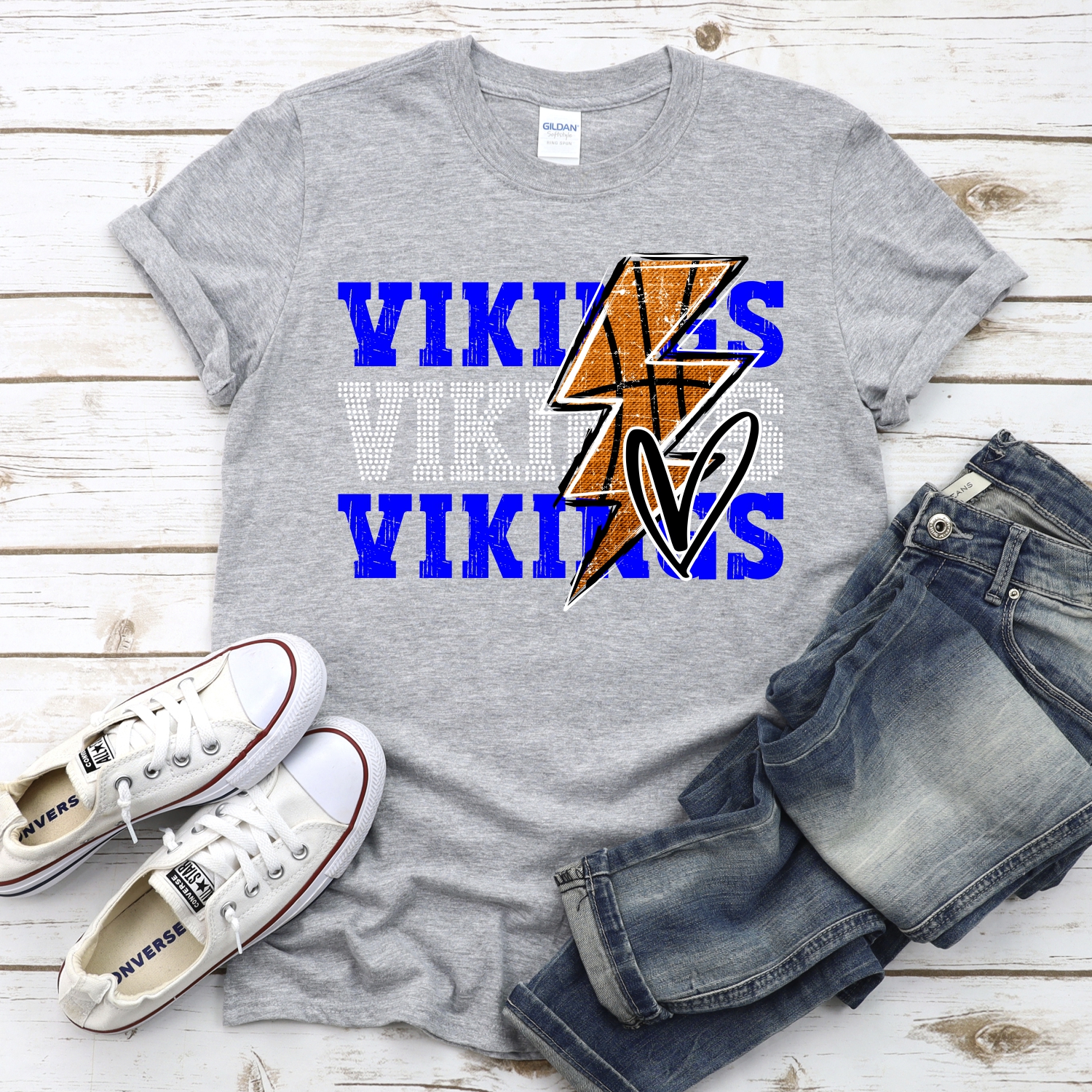 CUSTOM VIKINGS basketball triple team lightning bolt *DTF* Transfer - Image 2