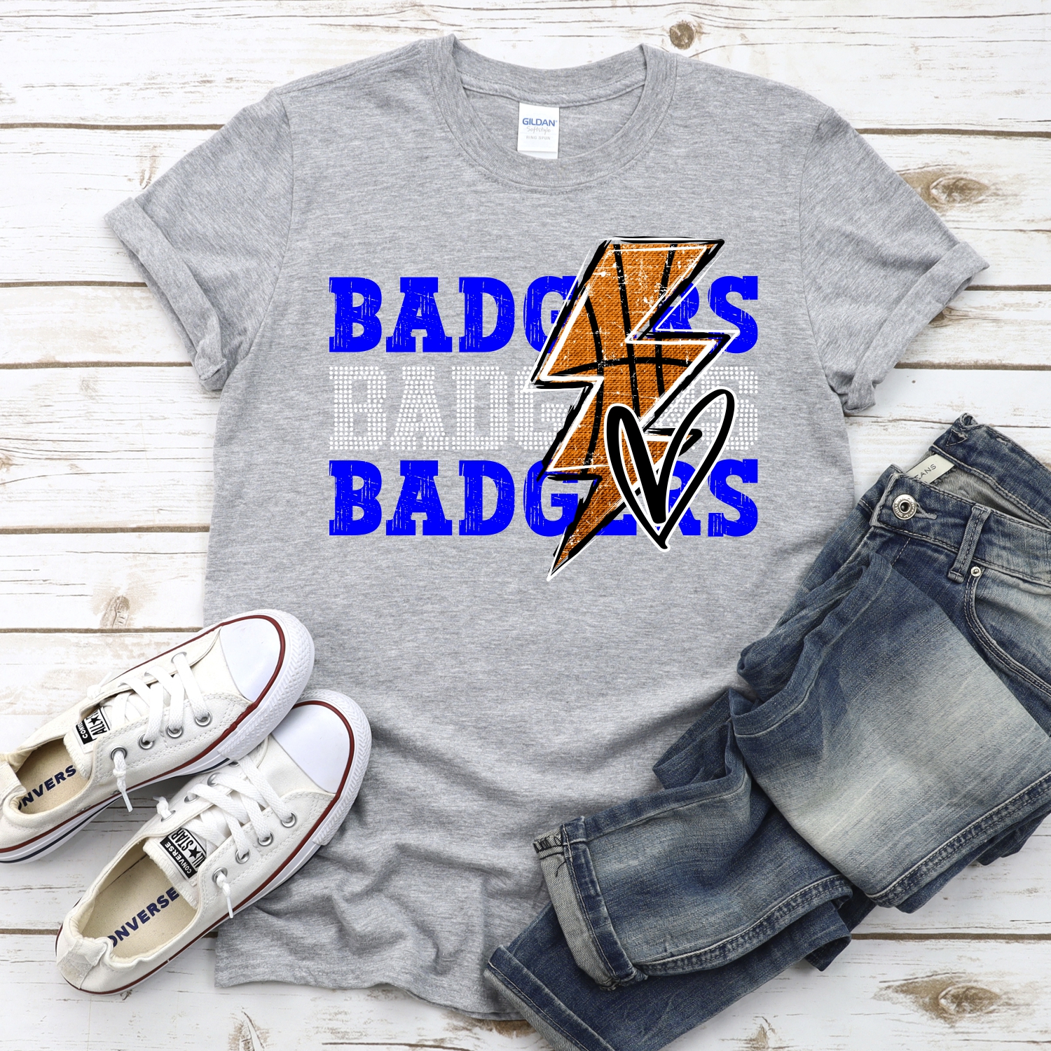 CUSTOM BADGERS basketball triple team lightning bolt *DTF* Transfer - Image 2