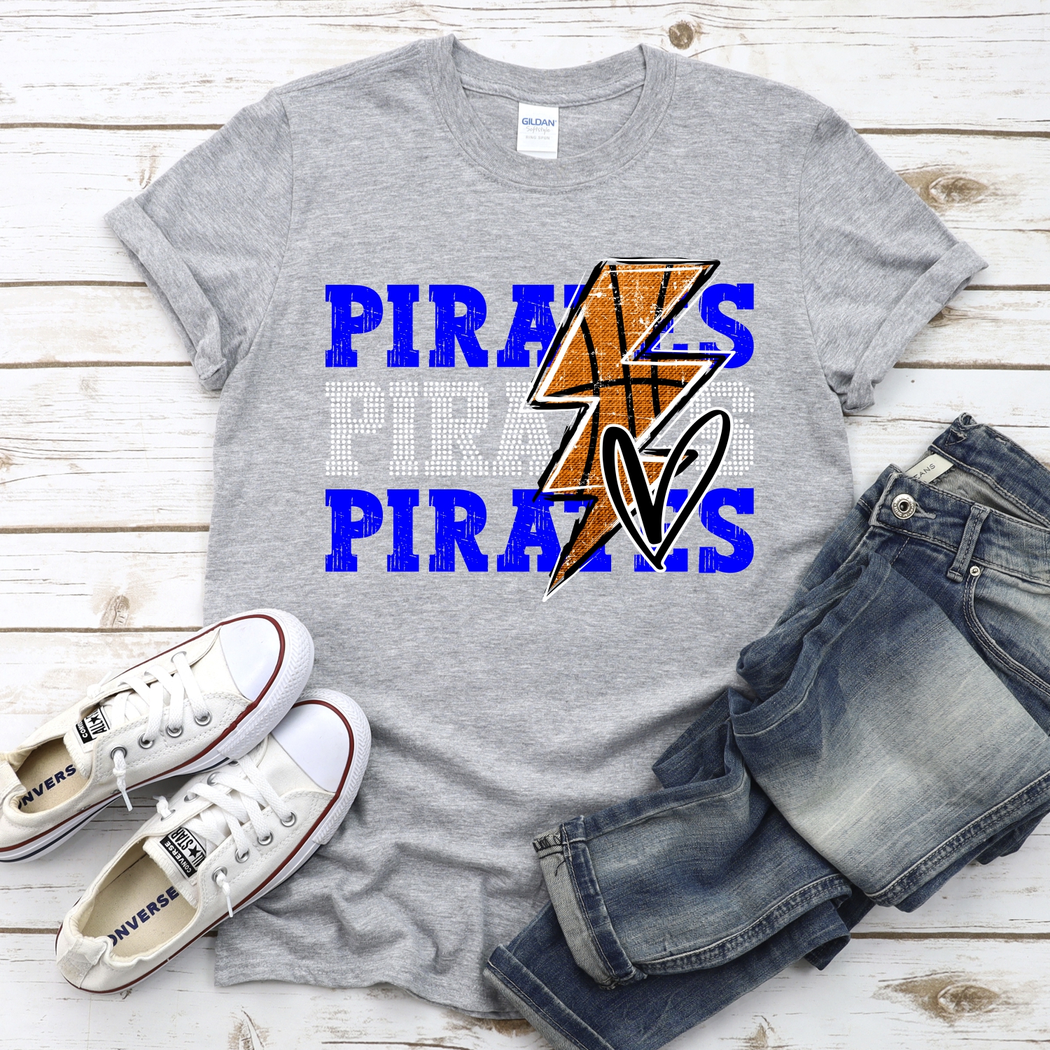 CUSTOM PIRATES basketball triple team lightning bolt *DTF* Transfer - Image 2