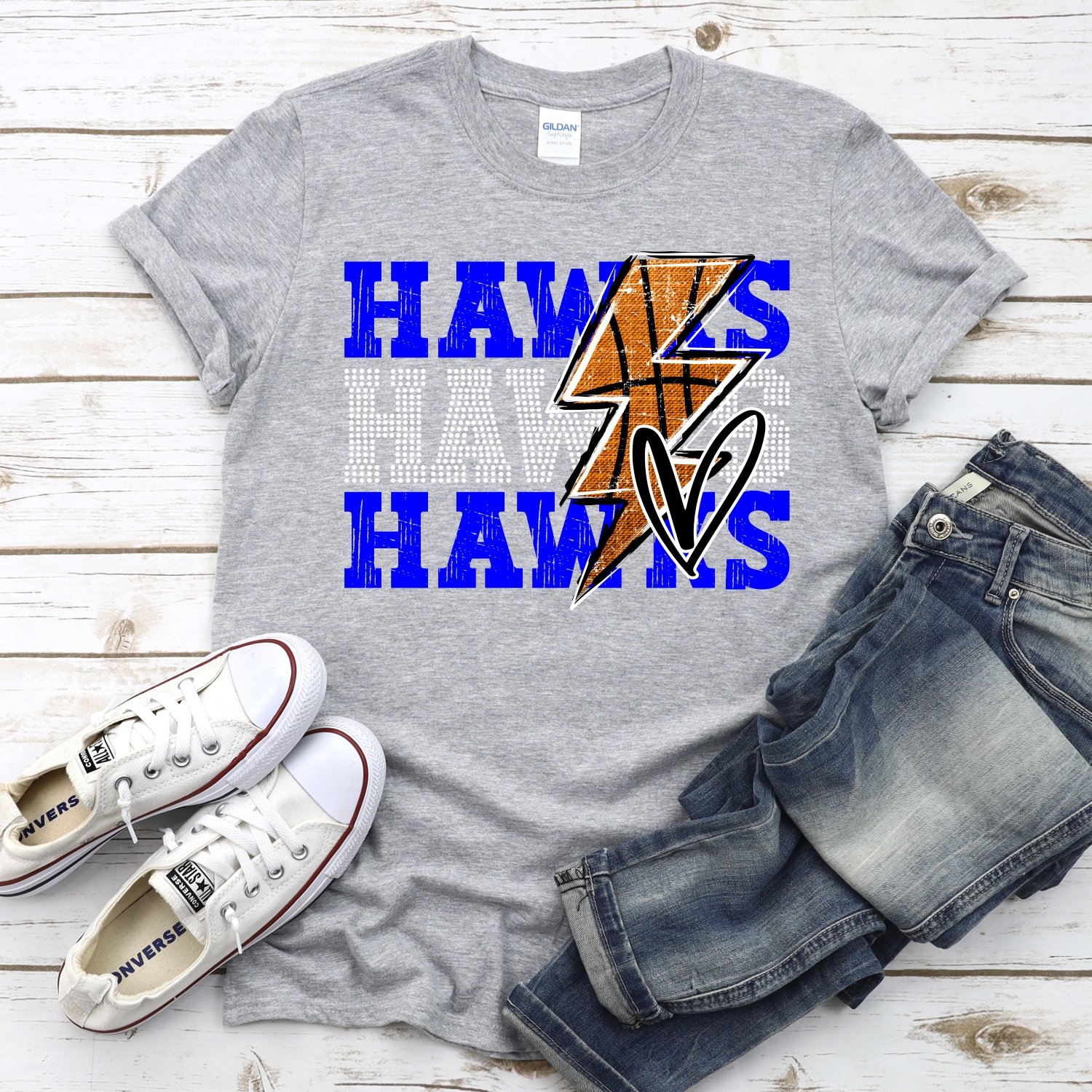 CUSTOM HAWKS basketball triple team lightning bolt *DTF* Transfer - Image 2