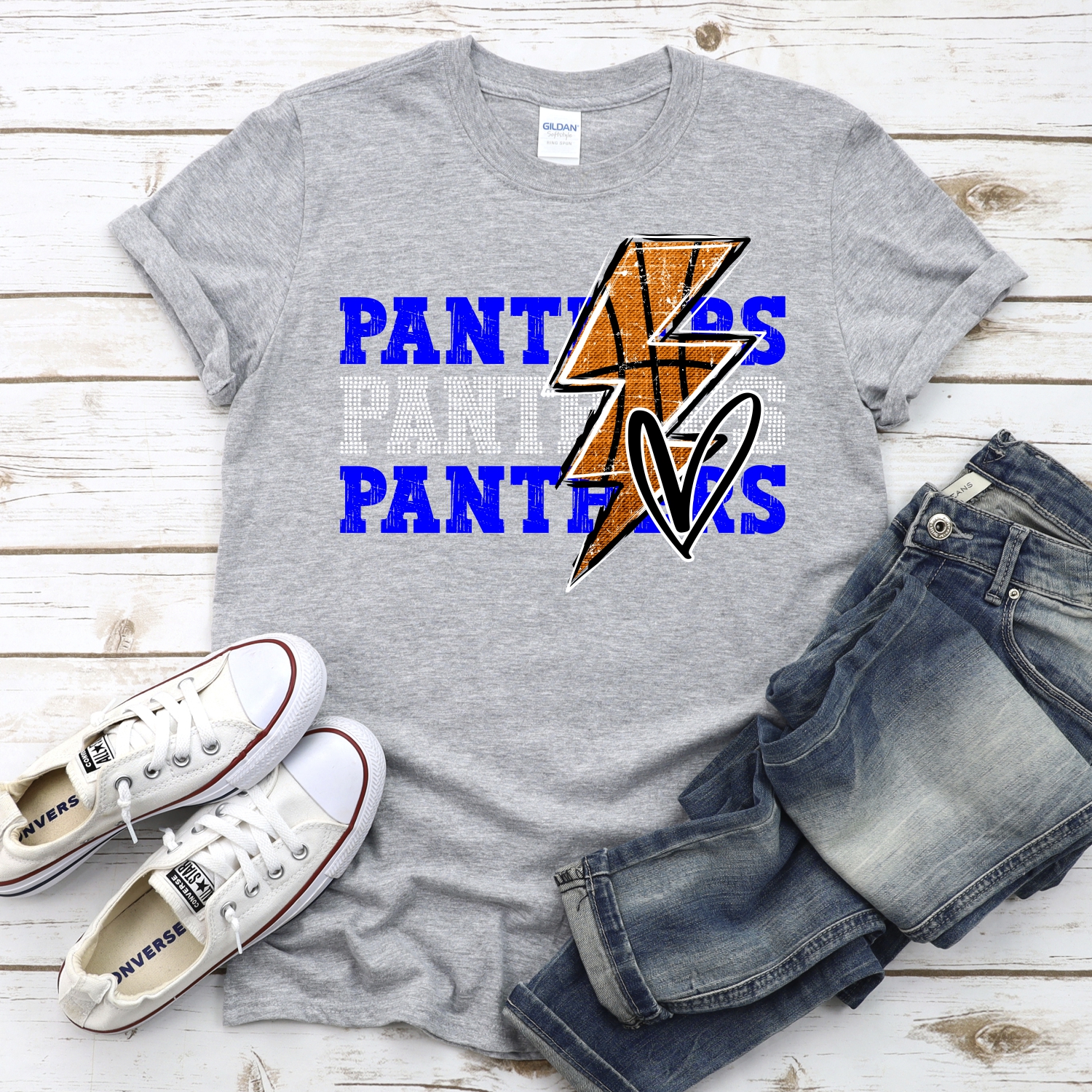 CUSTOM PANTHERS basketball triple team lightning bolt *DTF* Transfer - Image 2