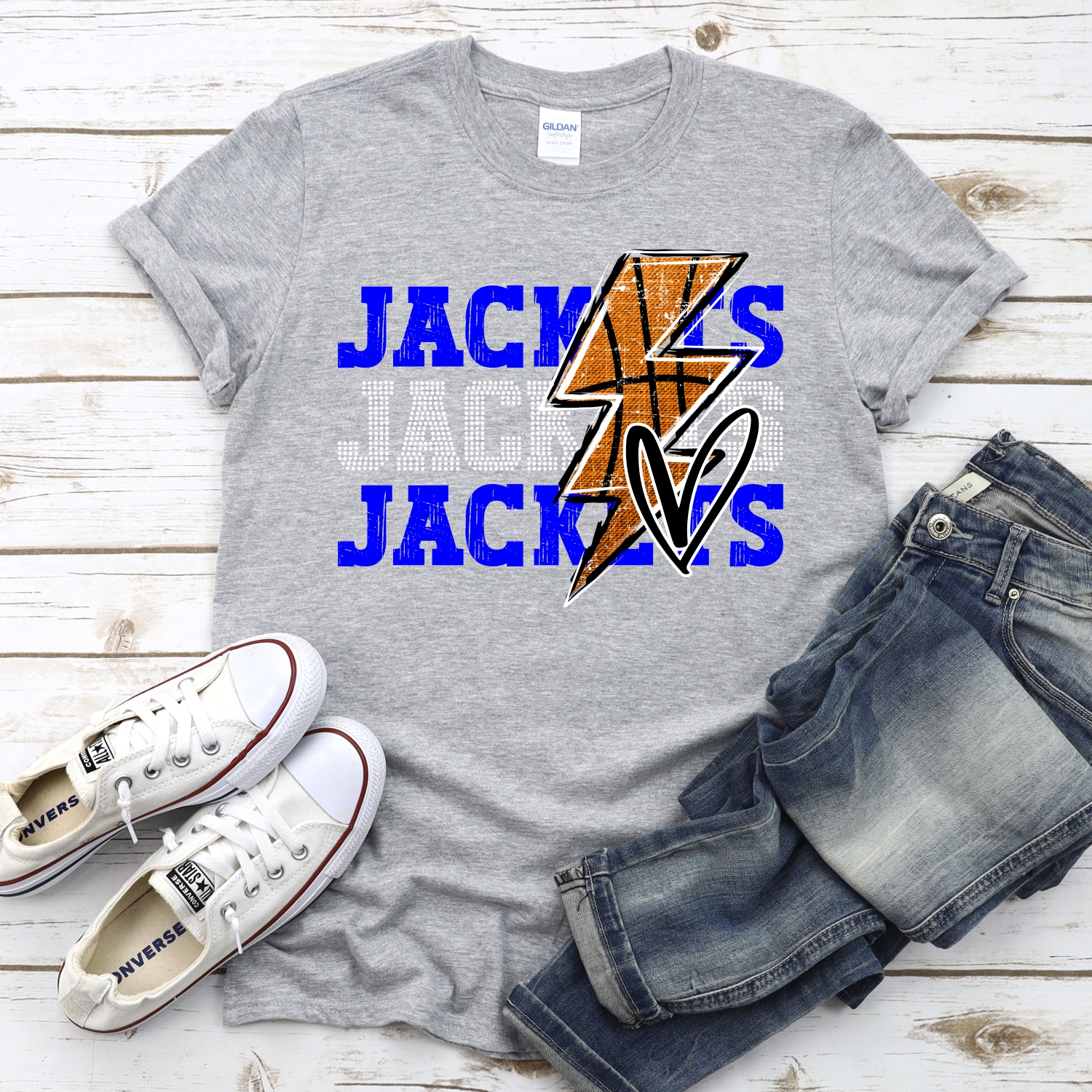 CUSTOM JACKETS basketball triple team lightning bolt *DTF* Transfer - Image 2
