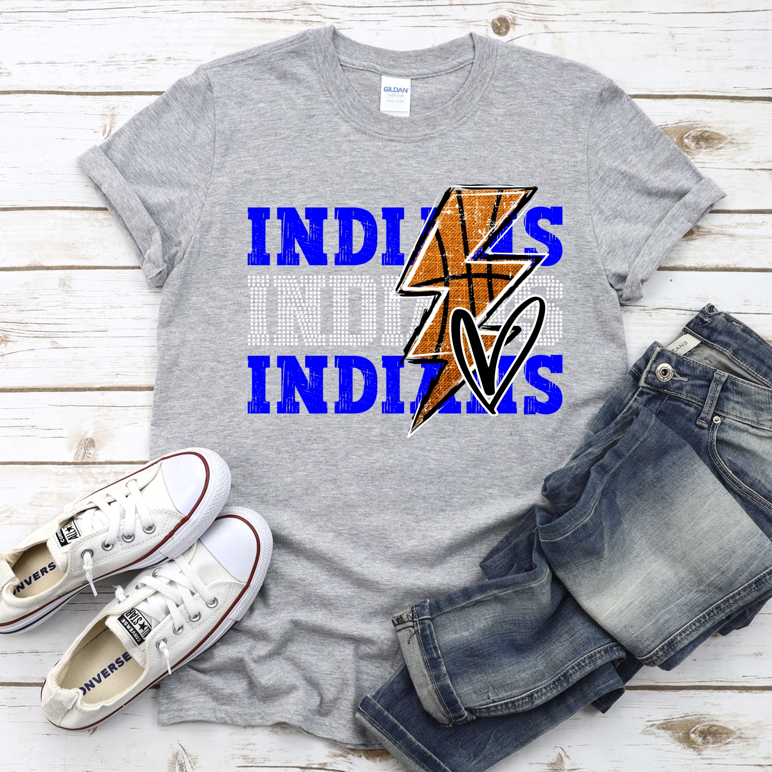 CUSTOM INDIANS basketball triple team lightning bolt *DTF* Transfer - Image 2