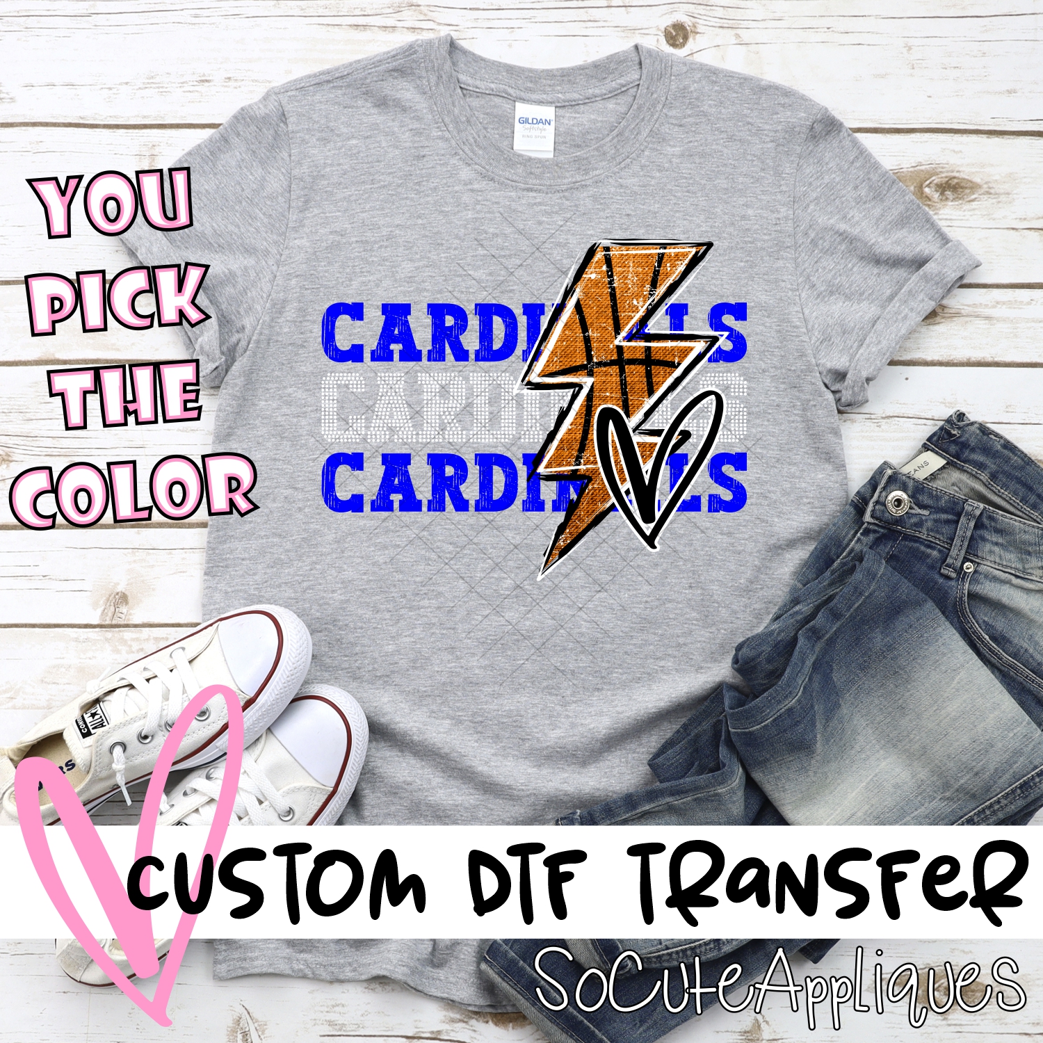 CUSTOM CARDINALS basketball triple team lightning bolt *DTF* Transfer