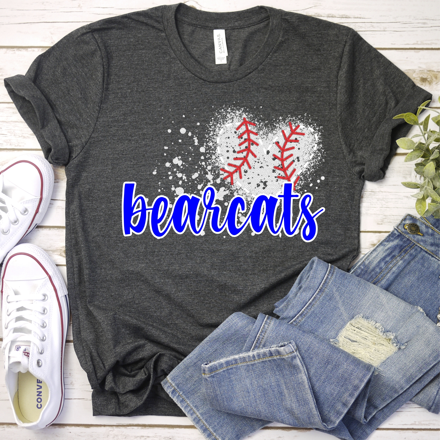 CUSTOM BEARCATS baseball messy heart *DTF* Transfer