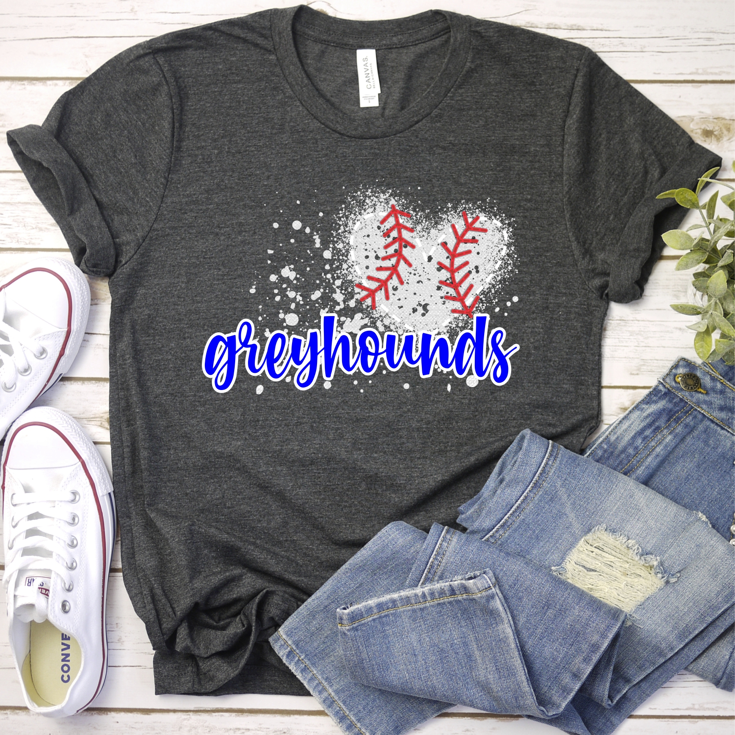 CUSTOM GREYHOUNDS baseball messy heart *DTF* Transfer - Image 2