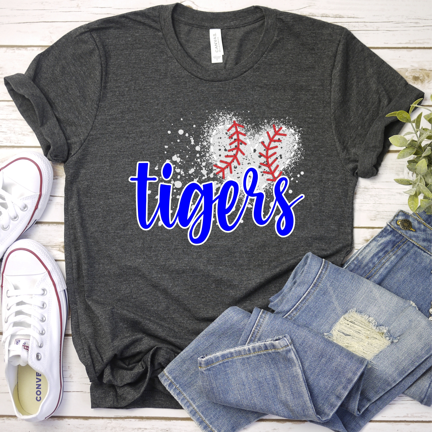 CUSTOM TIGERS baseball messy heart *DTF* Transfer - Image 2