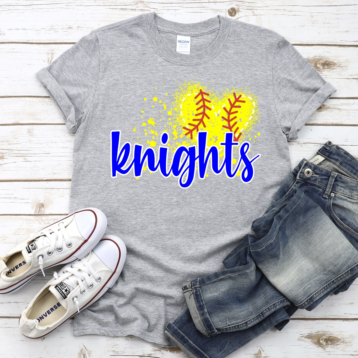 CUSTOM KNIGHTS softball messy heart *DTF* Transfer - Image 2
