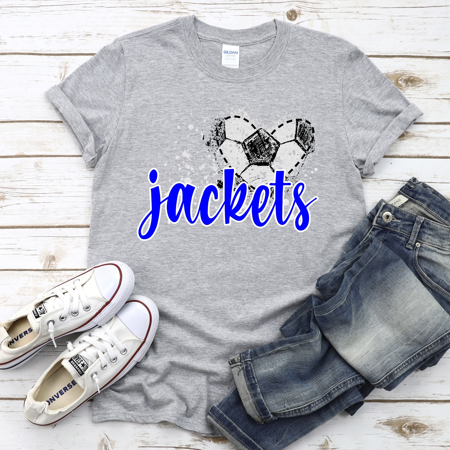 CUSTOM JACKETS soccer messy heart *DTF* Transfer - Image 2