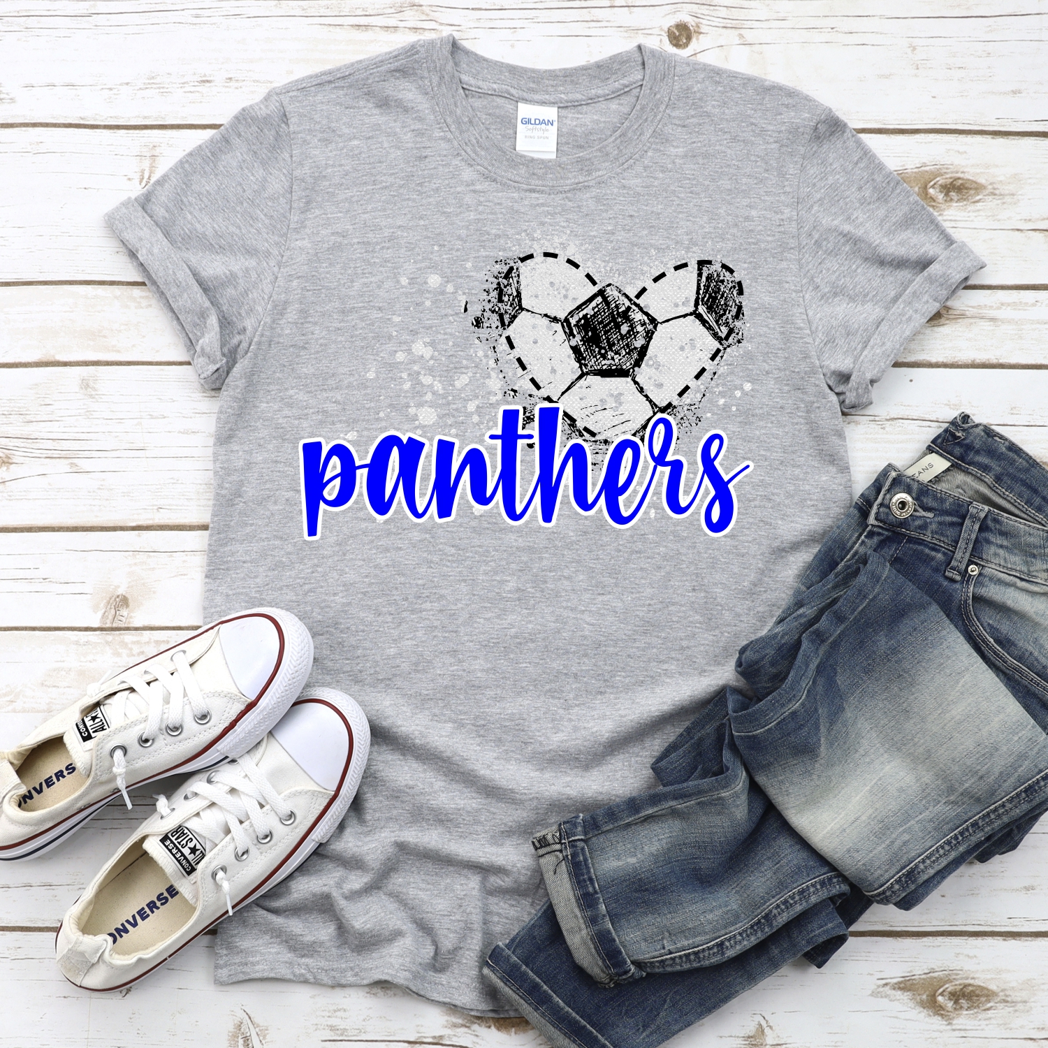 CUSTOM PANTHERS soccer messy heart *DTF* Transfer - Image 2