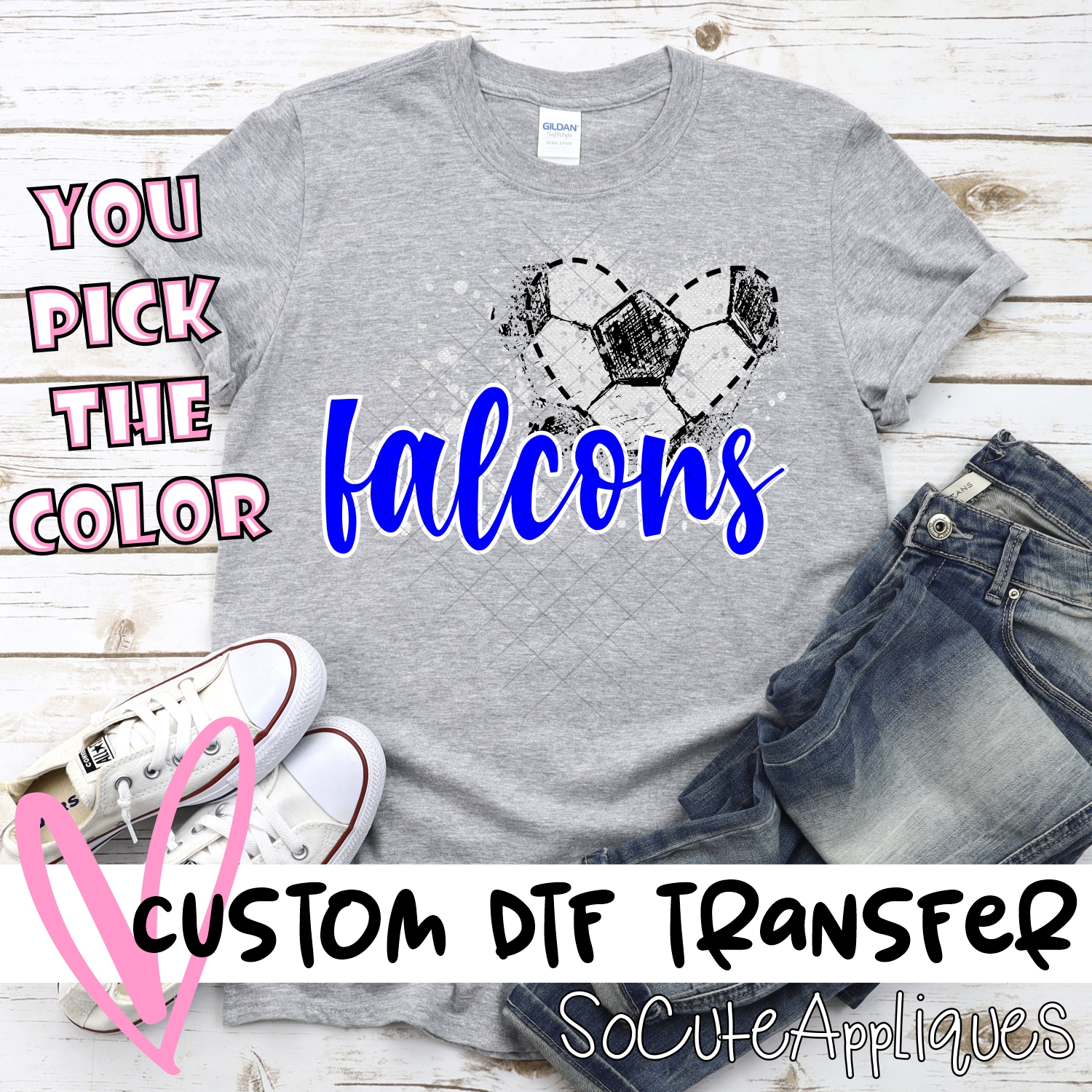 CUSTOM FALCONS soccer messy heart *DTF* Transfer