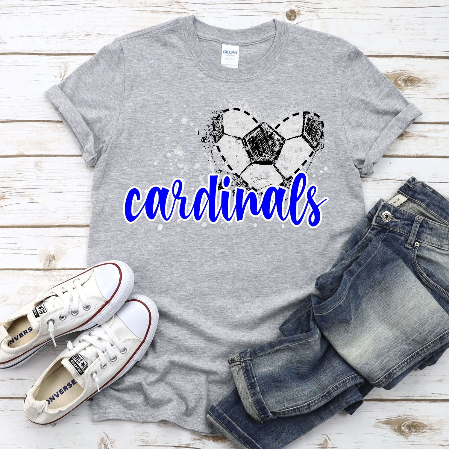 CUSTOM CARDINALS soccer messy heart *DTF* Transfer - Image 2