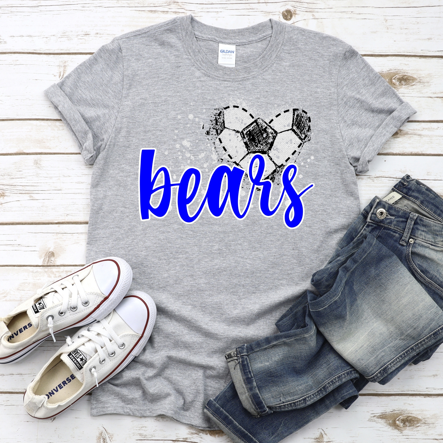 CUSTOM BEARS soccer messy heart *DTF* Transfer - Image 2