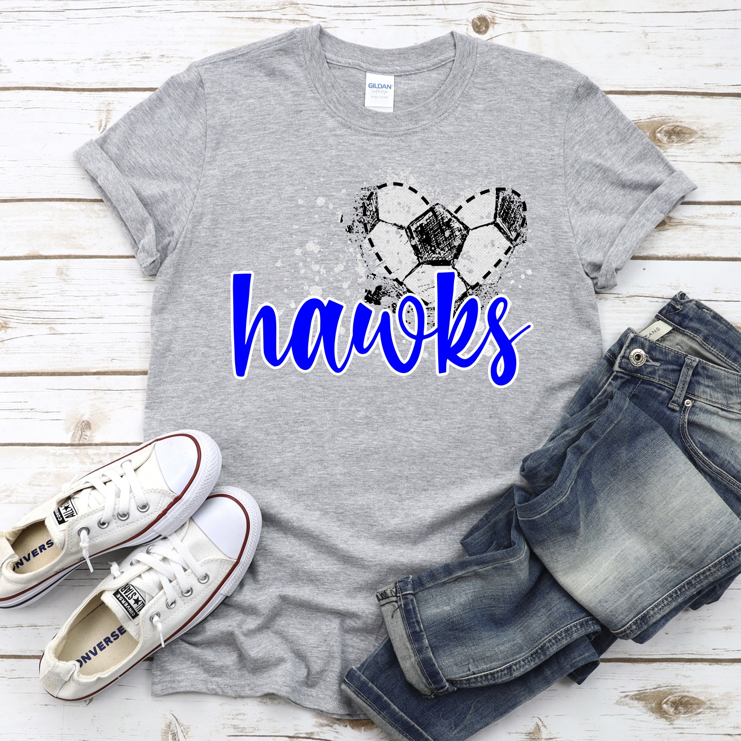 CUSTOM HAWKS soccer messy heart *DTF* Transfer - Image 2