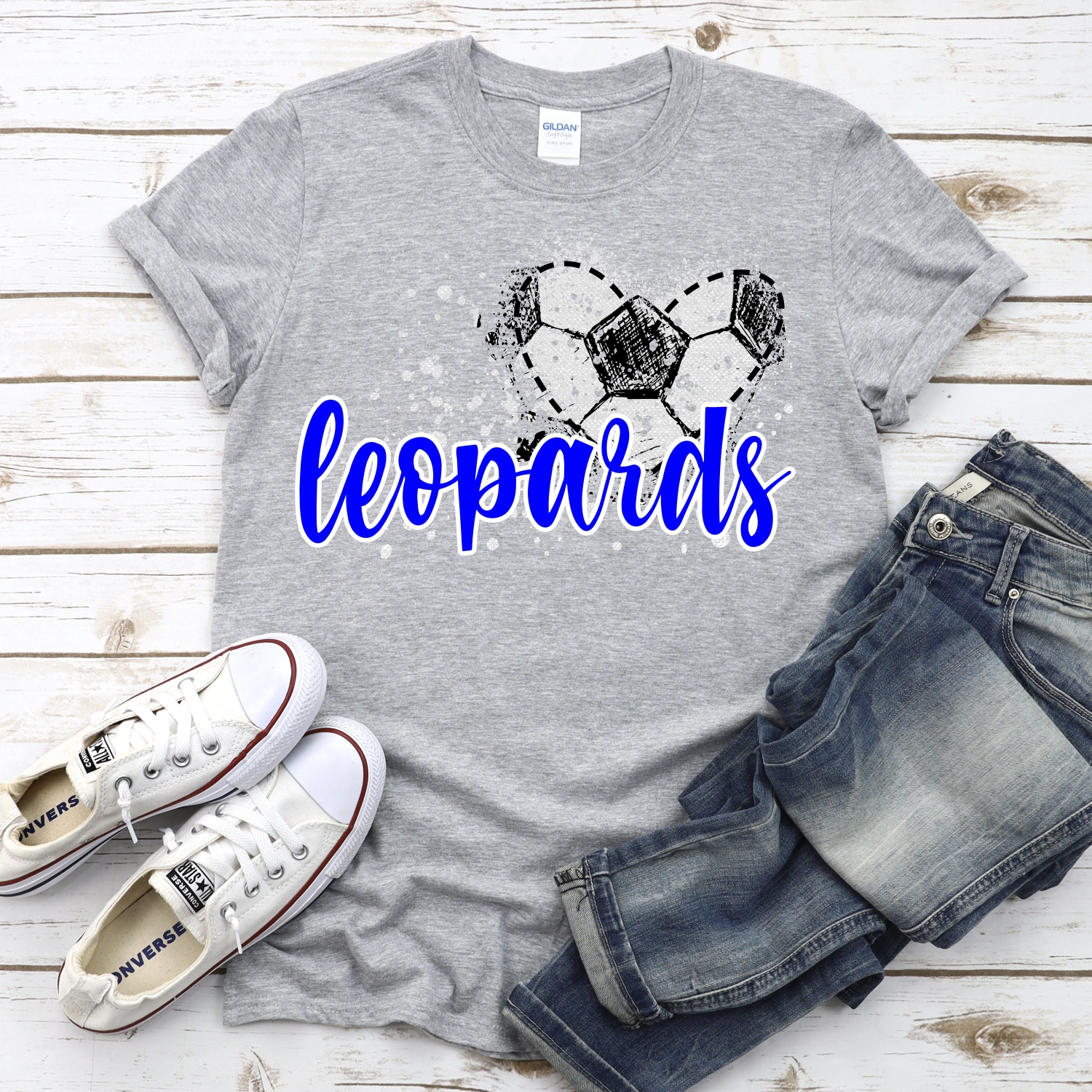CUSTOM LEOPARDS soccer messy heart *DTF* Transfer - Image 2